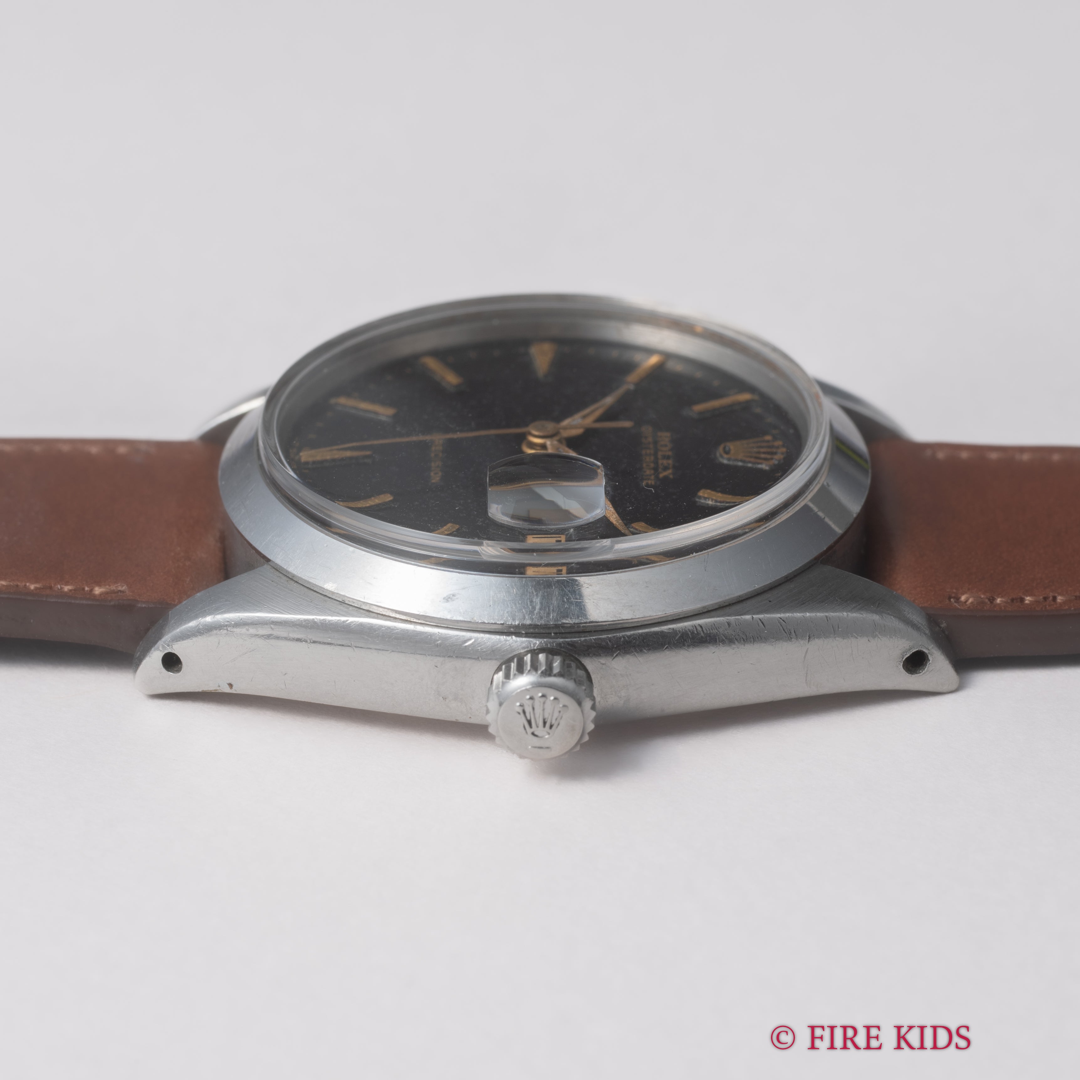 ロレックス オイスターデイト 1963年製 Ref.6694 ブラックミラーダイヤル ゴールドインデックス 針