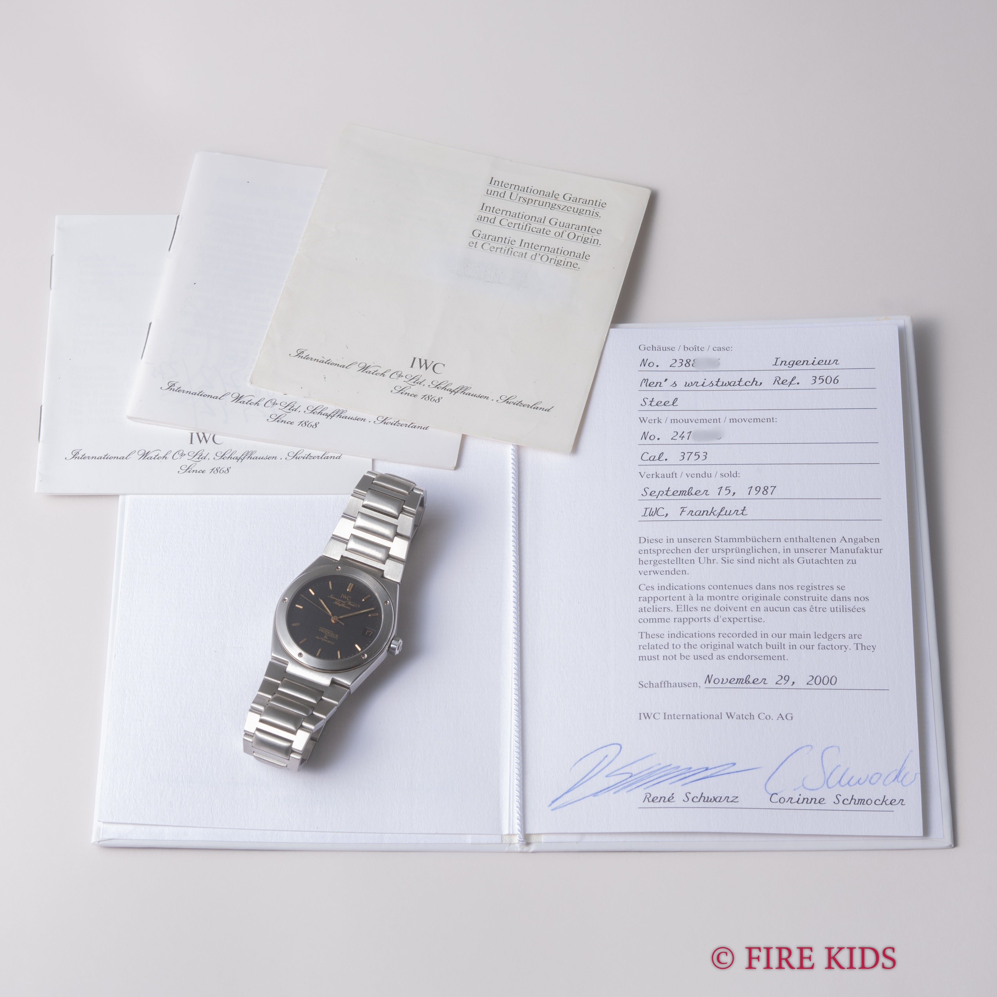 IWC インヂュニア SL 1987年製 Ref.3506 黒文字盤 ジェンタデザイン 耐磁時計 自動巻きクロノメーター アーカイブ付き