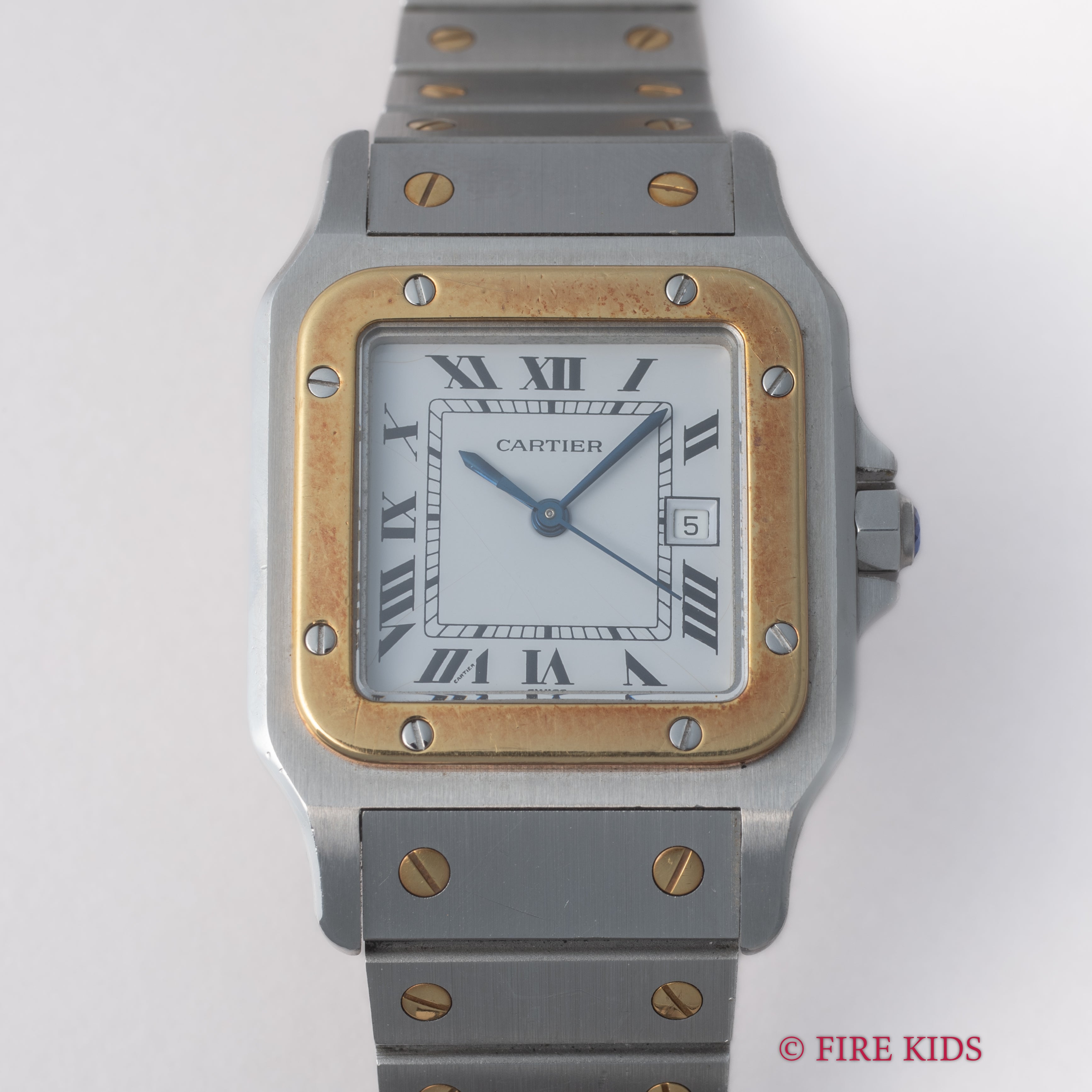 カルティエ サントス LMサイズ コンビ 自動巻き 1980年代製 ホワイトローマンダイヤル