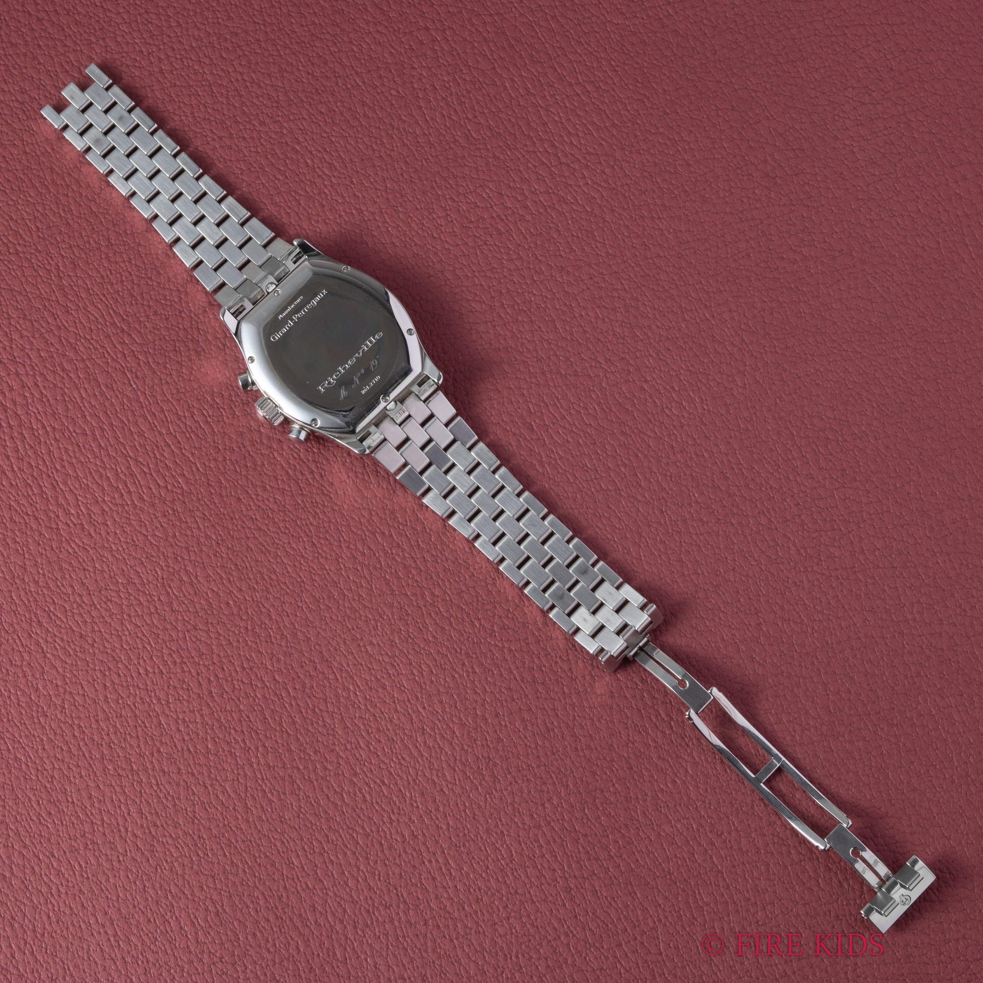 ジラール・ペルゴー リシュビル 1990年代製 Ref.2710 ブルーローマンダイヤル 手巻クロノグラフ 箱ギャラ、革ベルト尾錠付