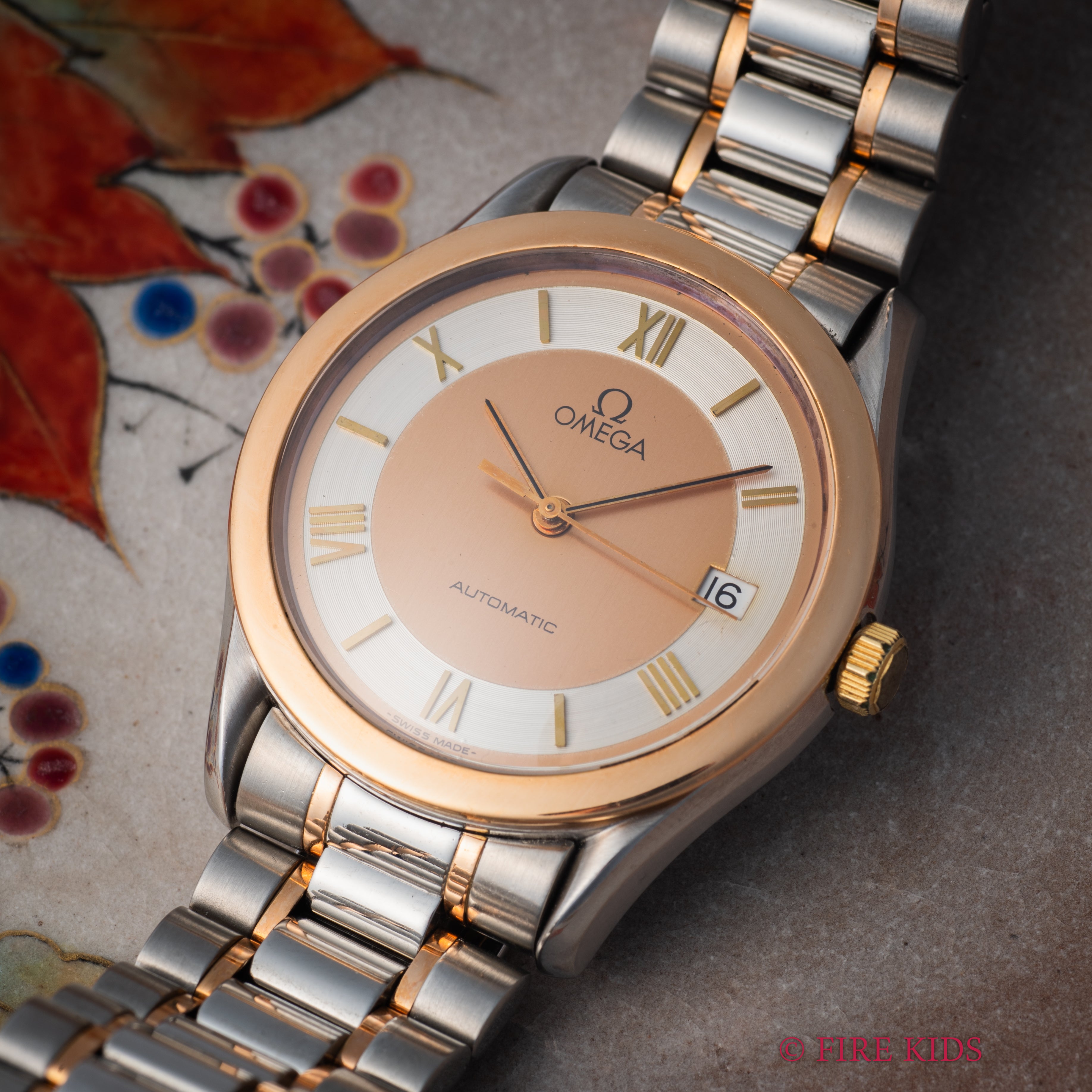 オメガ クラシック PGコンビ 1991年製 ツートーンローマンダイヤル 自動巻 Ref.166 0295 Cal.1110 純正コンビブレス