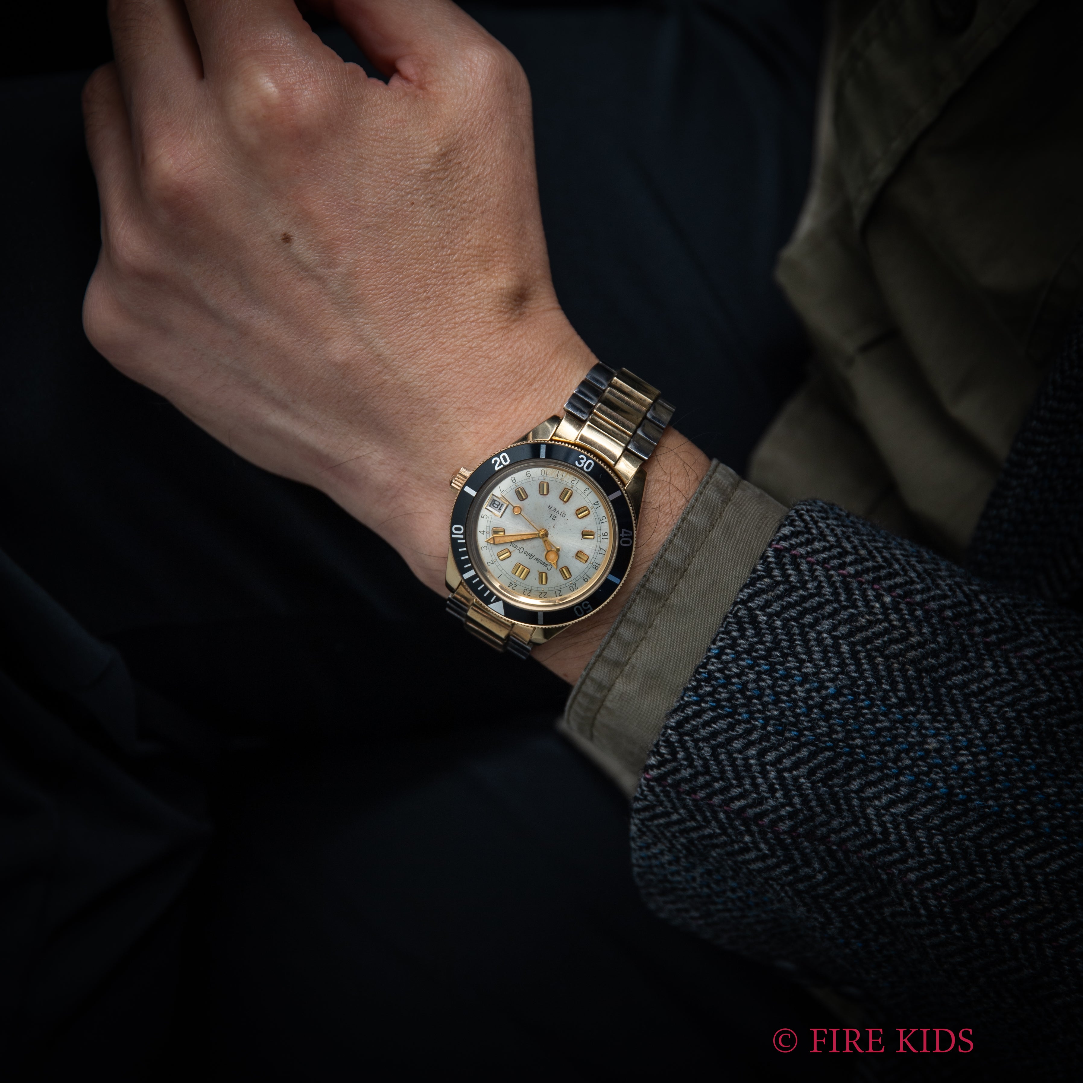 オリエント カレンダーオート21ダイバー 1960年代製 金張りケース 自動巻 純正コンビブレス