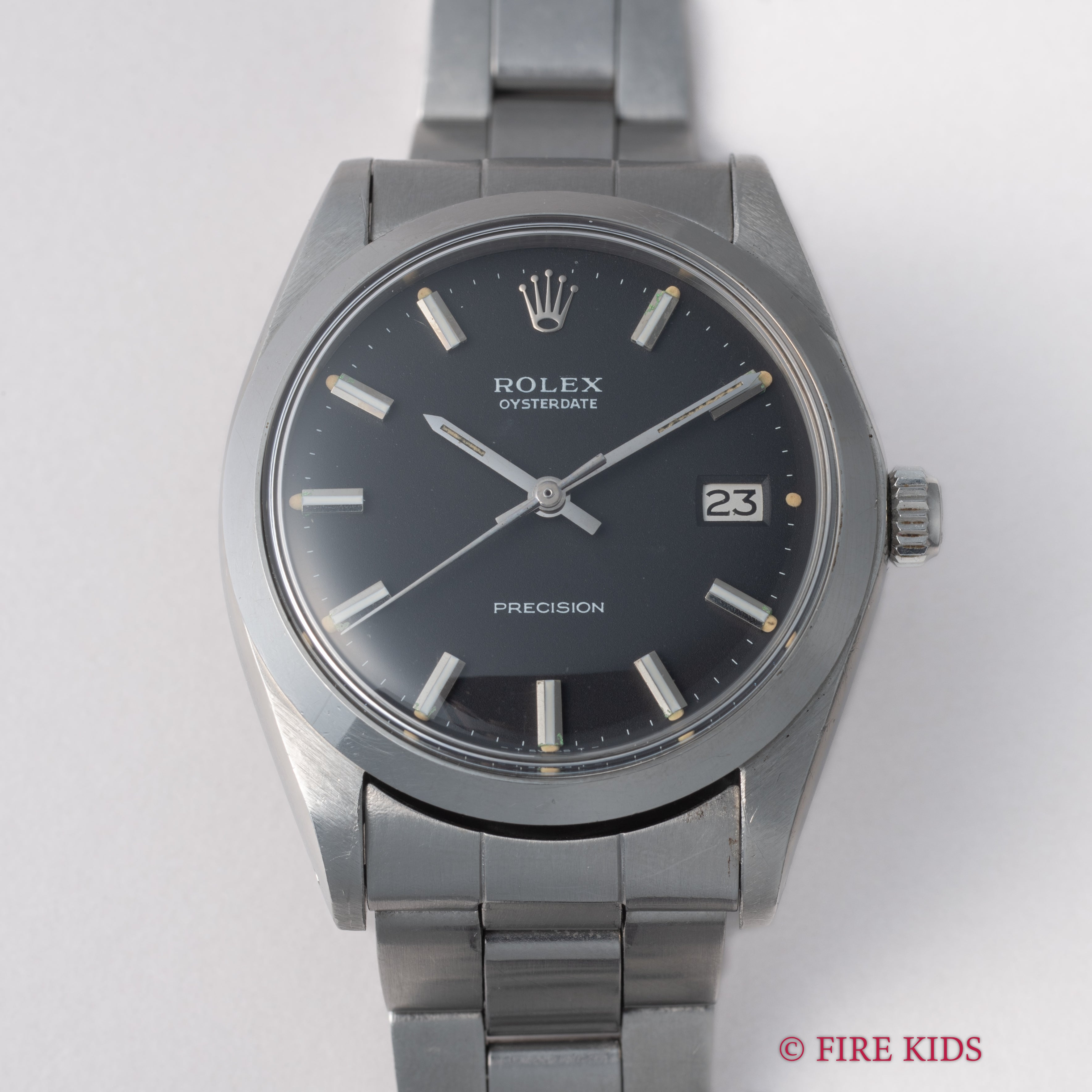 ロレックス オイスターデイト 1971年製 Ref.6694 手巻 ブラックダイヤル  ドーム風防 3連オイスターブレス