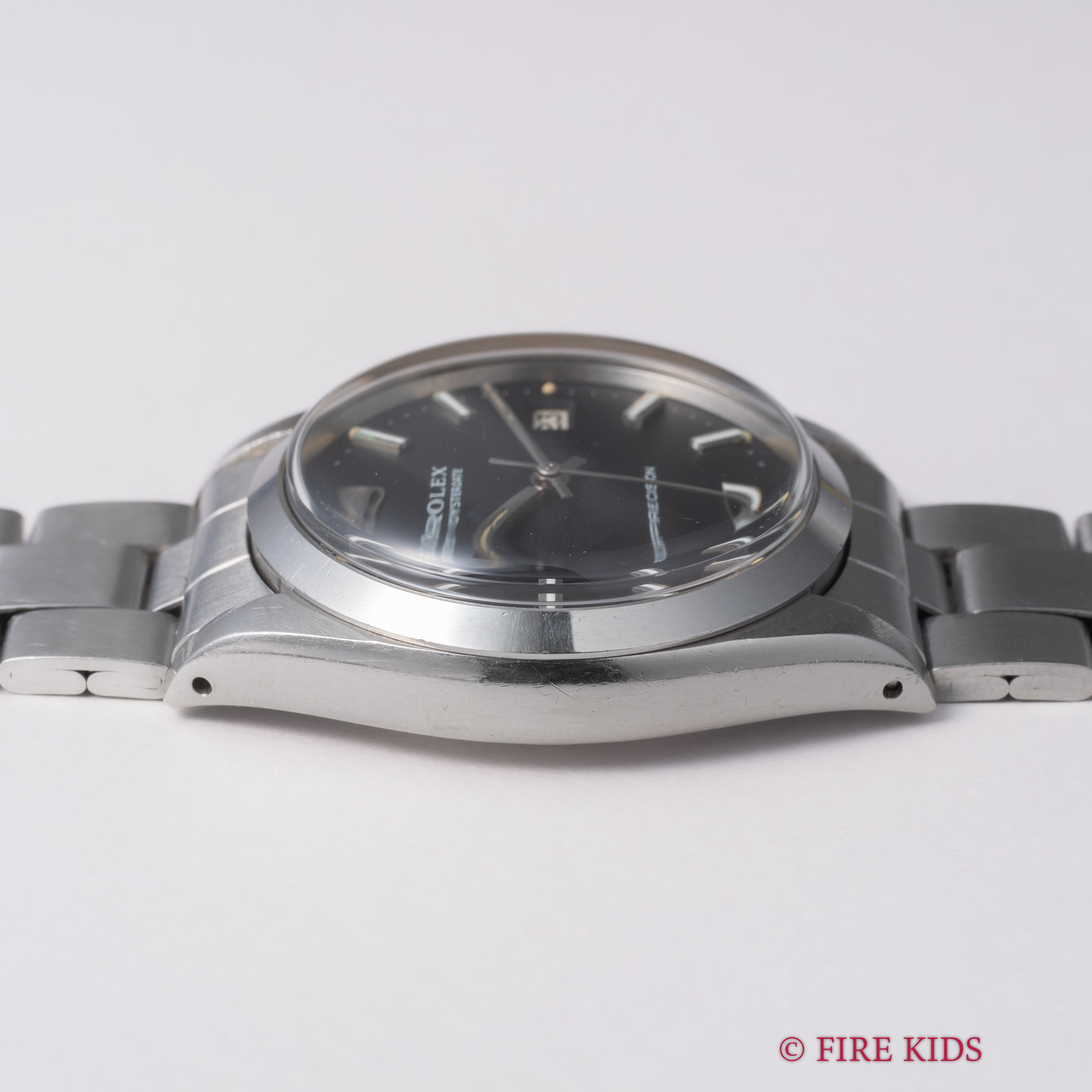 ロレックス オイスターデイト 1971年製 Ref.6694 手巻 ブラックダイヤル  ドーム風防 3連オイスターブレス