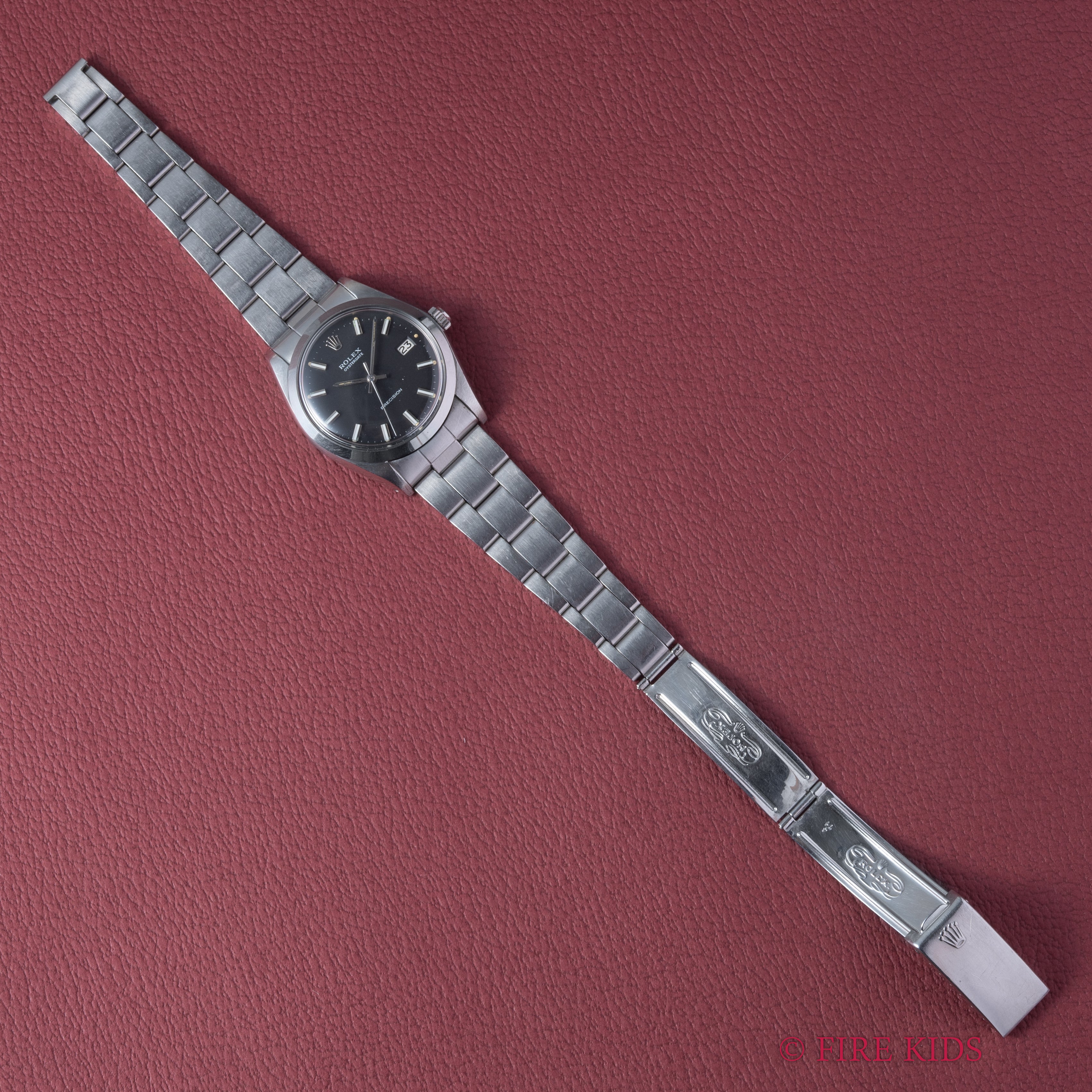 ロレックス オイスターデイト 1971年製 Ref.6694 手巻 ブラックダイヤル  ドーム風防 3連オイスターブレス