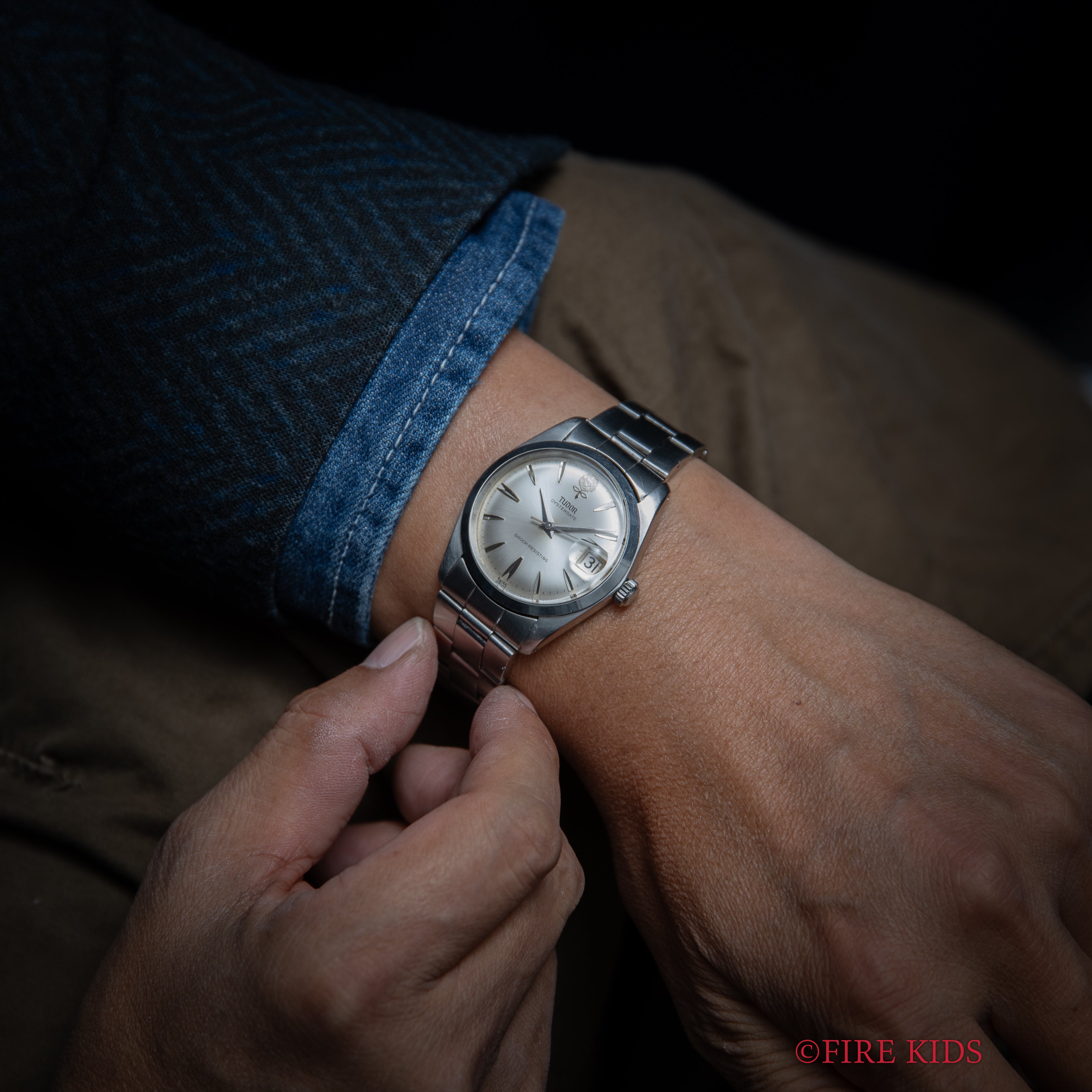 チューダー デカバラ オイスターデイト 1965年製 Ref.7962 シルバーダイヤル 純正巻きブレス付き