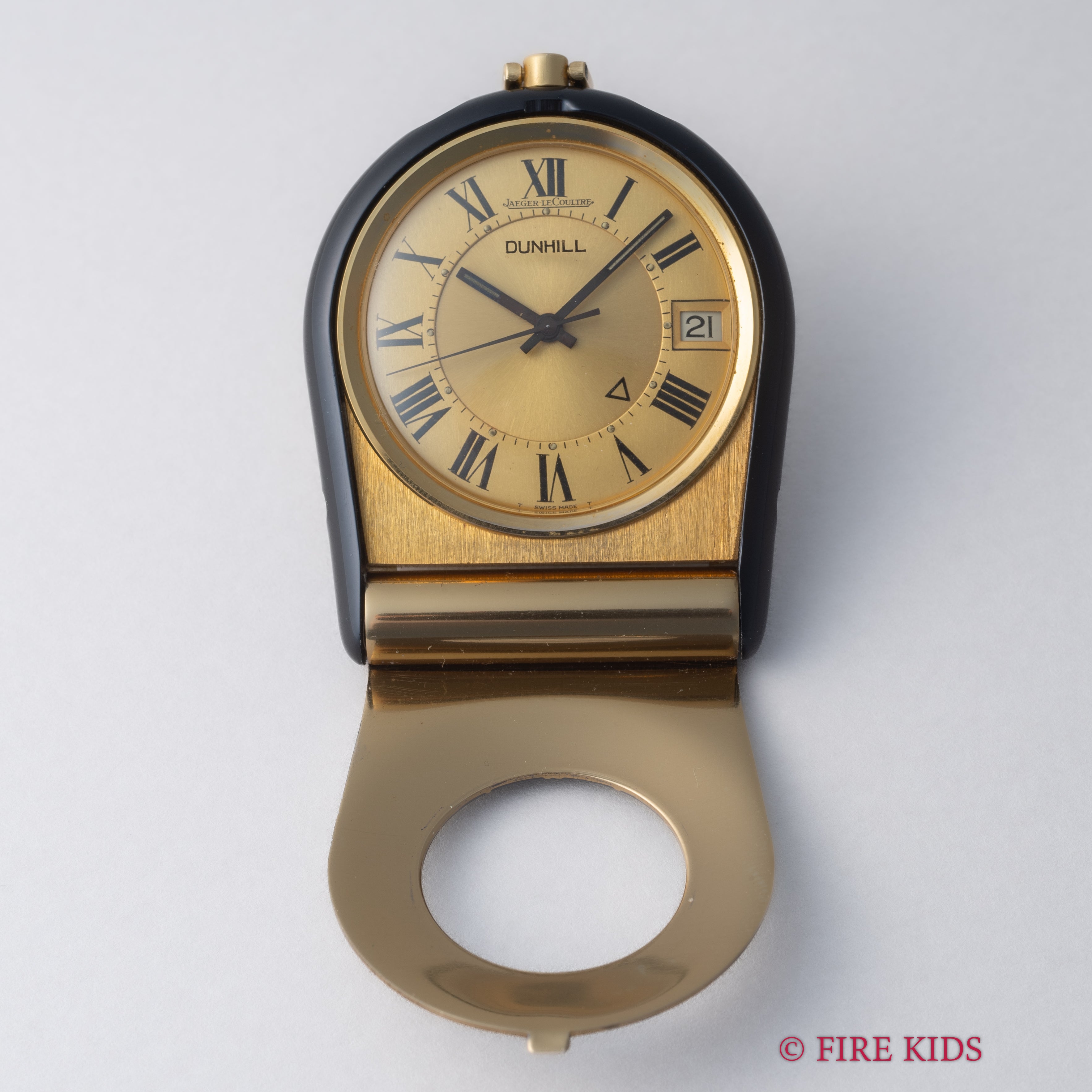 ダンヒル ジャガー・ルクルトWネーム トラベルウォッチ 1970年代製 アラーム セミハンターケース