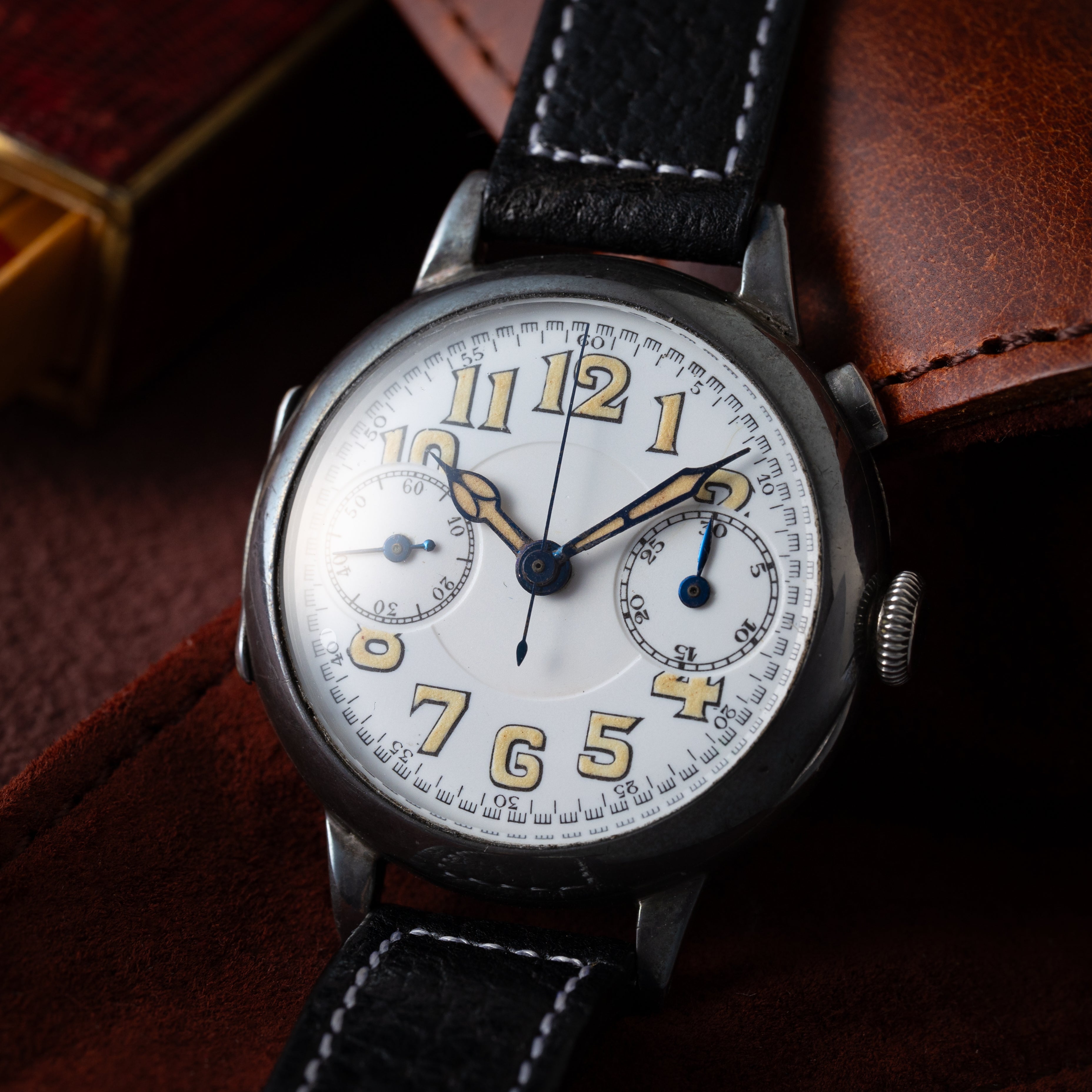 ギャレット ポーセリン銀無垢クロノグラフ ミネルバ13-20CH 1930年代