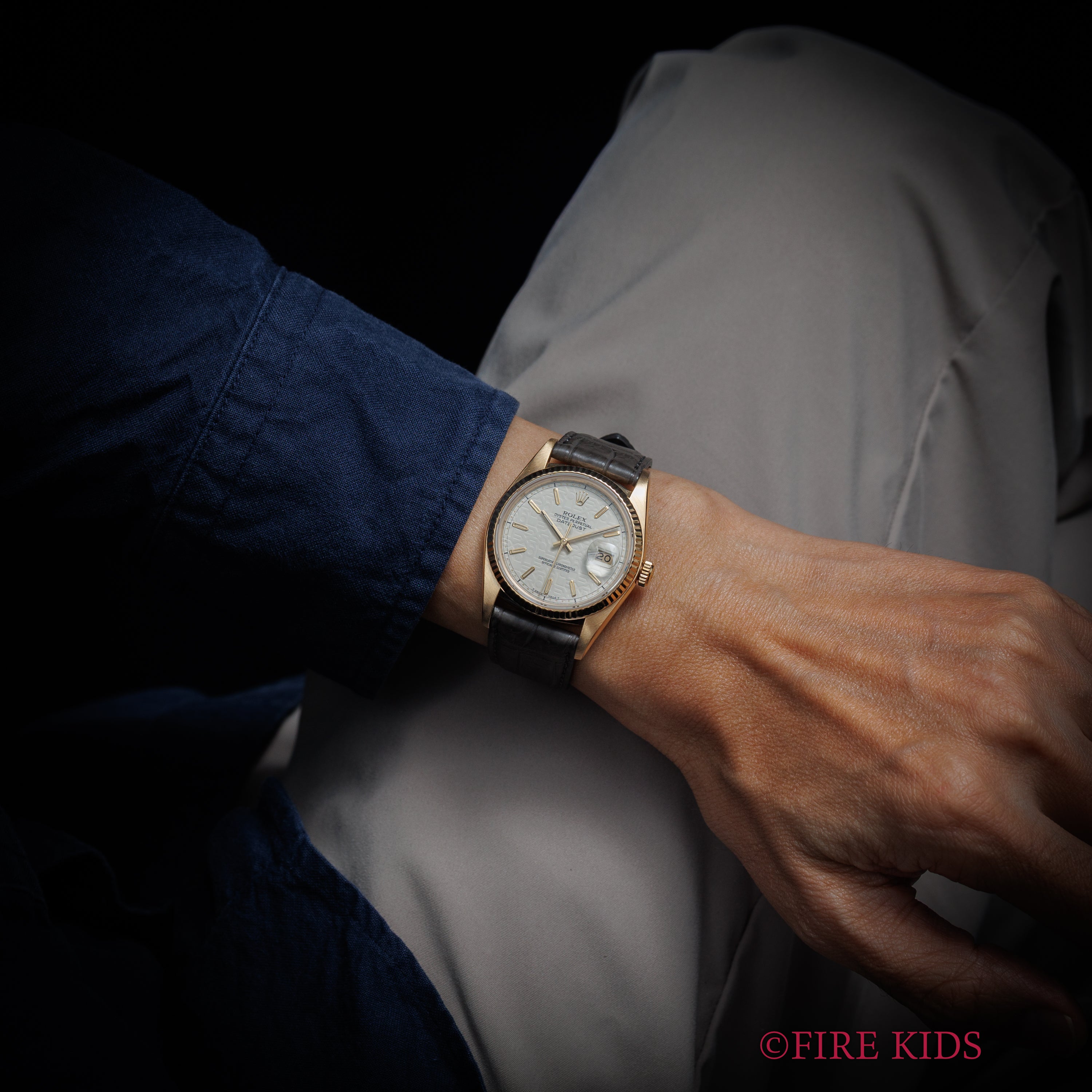 ロレックス 18金無垢デイトジャスト 1985年製 ホリコンダイヤル Ref.16018 Cal.3035 2025年8月メーカーOH