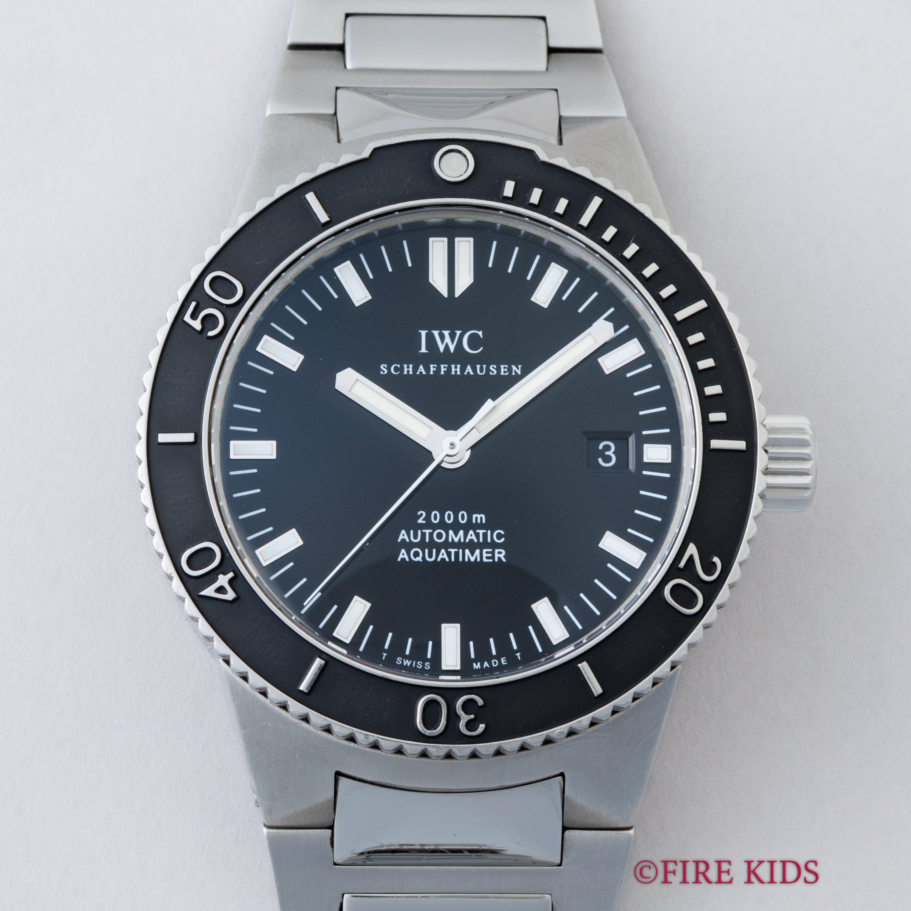 IWC 2001年製 アクアタイマー 2000m防水 オールトリチウム 純正ブレス サービスギャラ、箱、修理明細付き