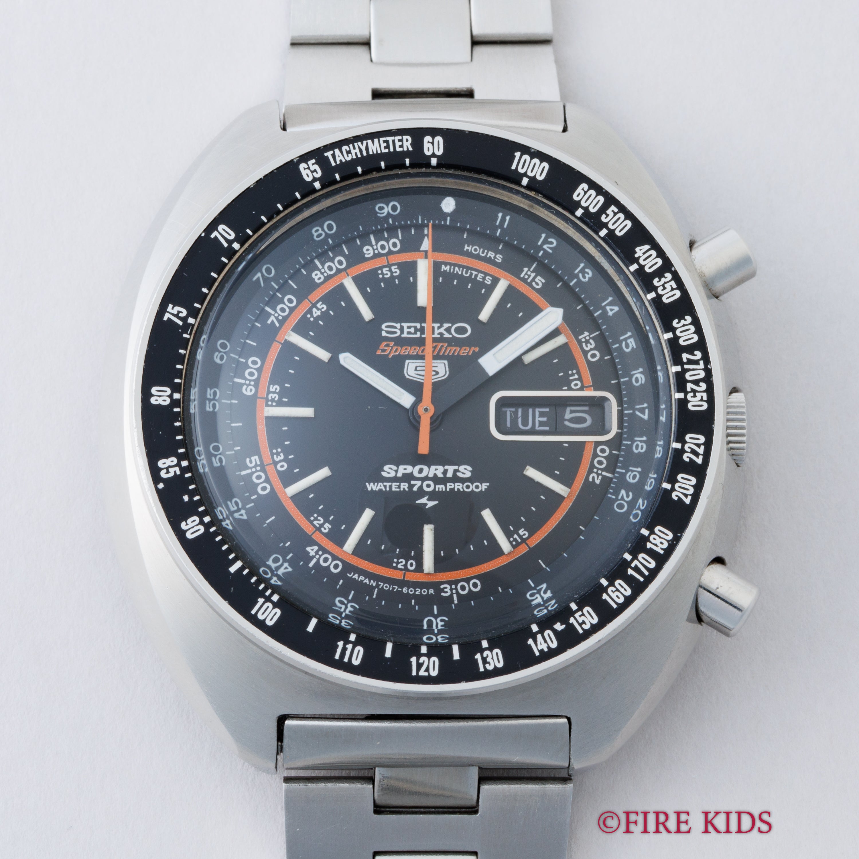 セイコー 5スポーツ スピードタイマー ラリーメーター 1970年製 Ref.7017-6020 自動巻クロノグラフ 純正ブレス