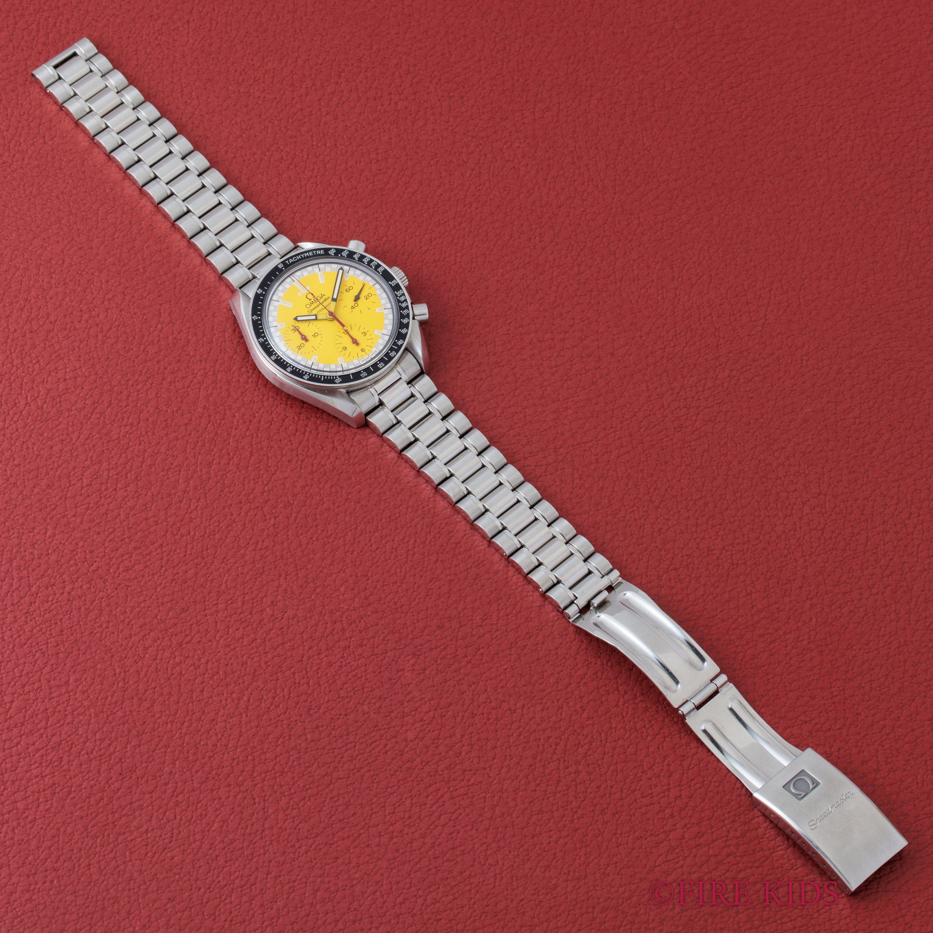 オメガ スピードマスター レーシング 1996年～1998年製 シューマッハ Ref.3510.12 イエローダイヤル 箱、ギャラ付き