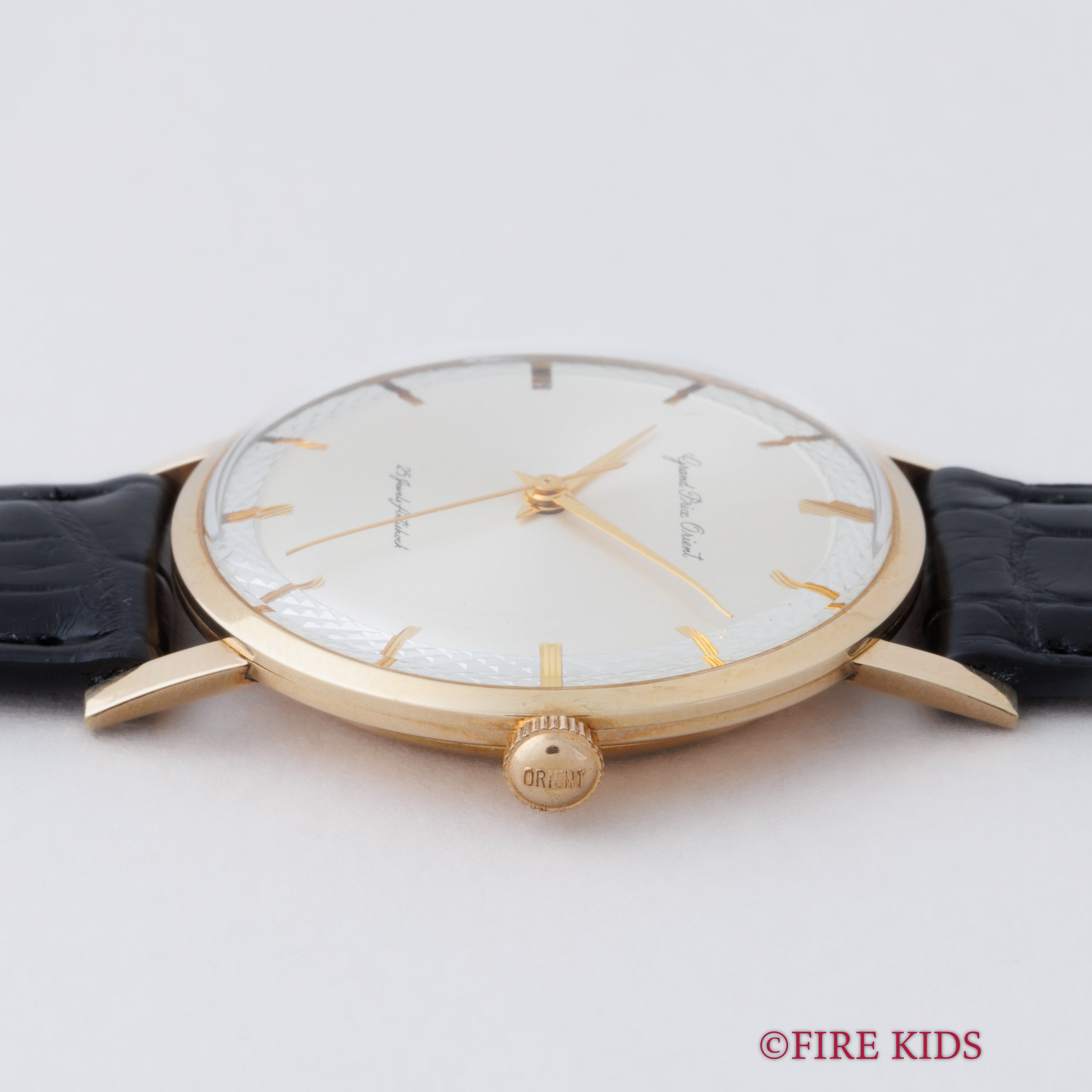 オリエント グランプリオリエント 1960年代製 14金張りケース 手巻き 変わり文字盤 純正尾錠、革ベルト、タグ付き 美品