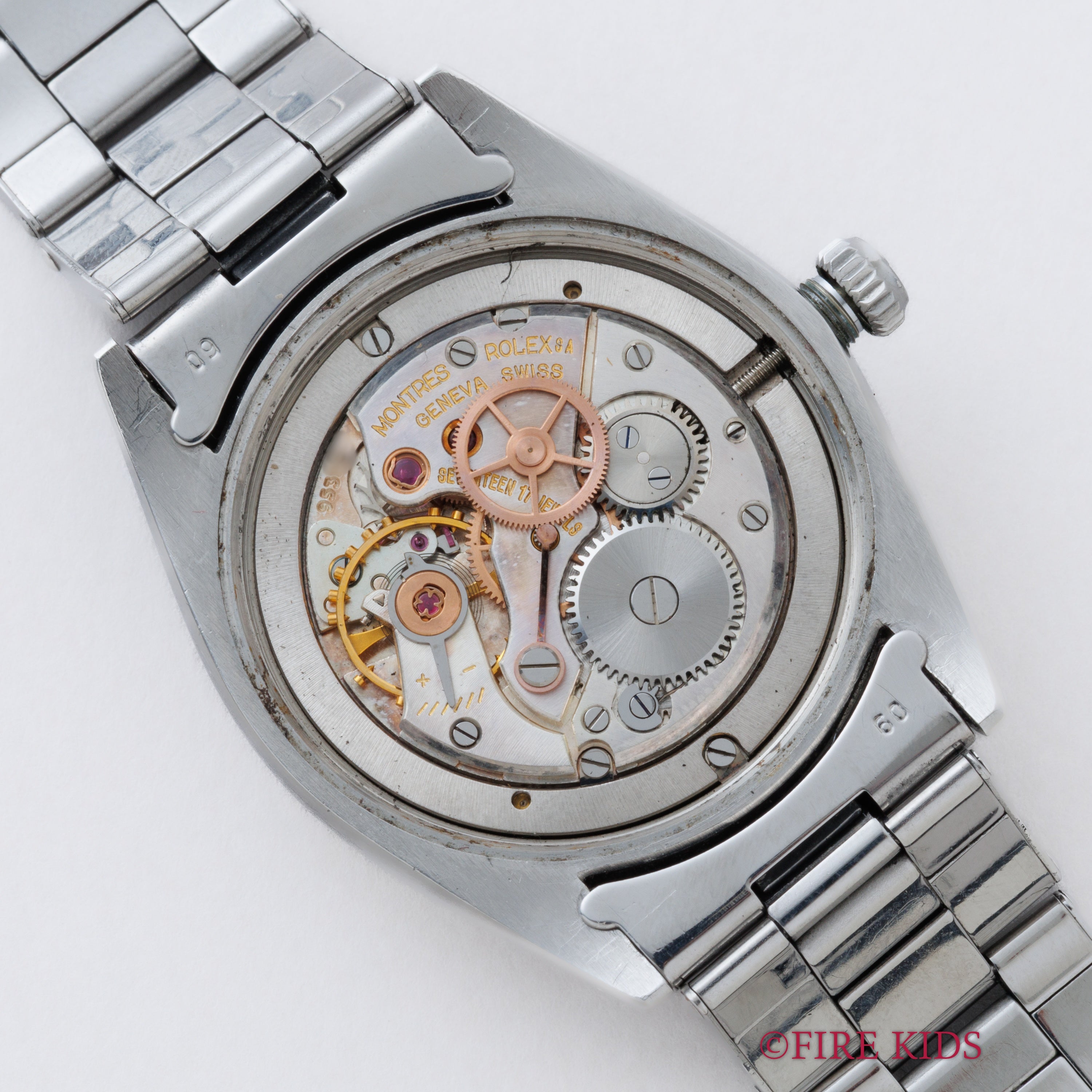 ロレックス オイスターデイト 1964年製 Ref.6694 ブラックミラーダイヤル 純正リベットブレス