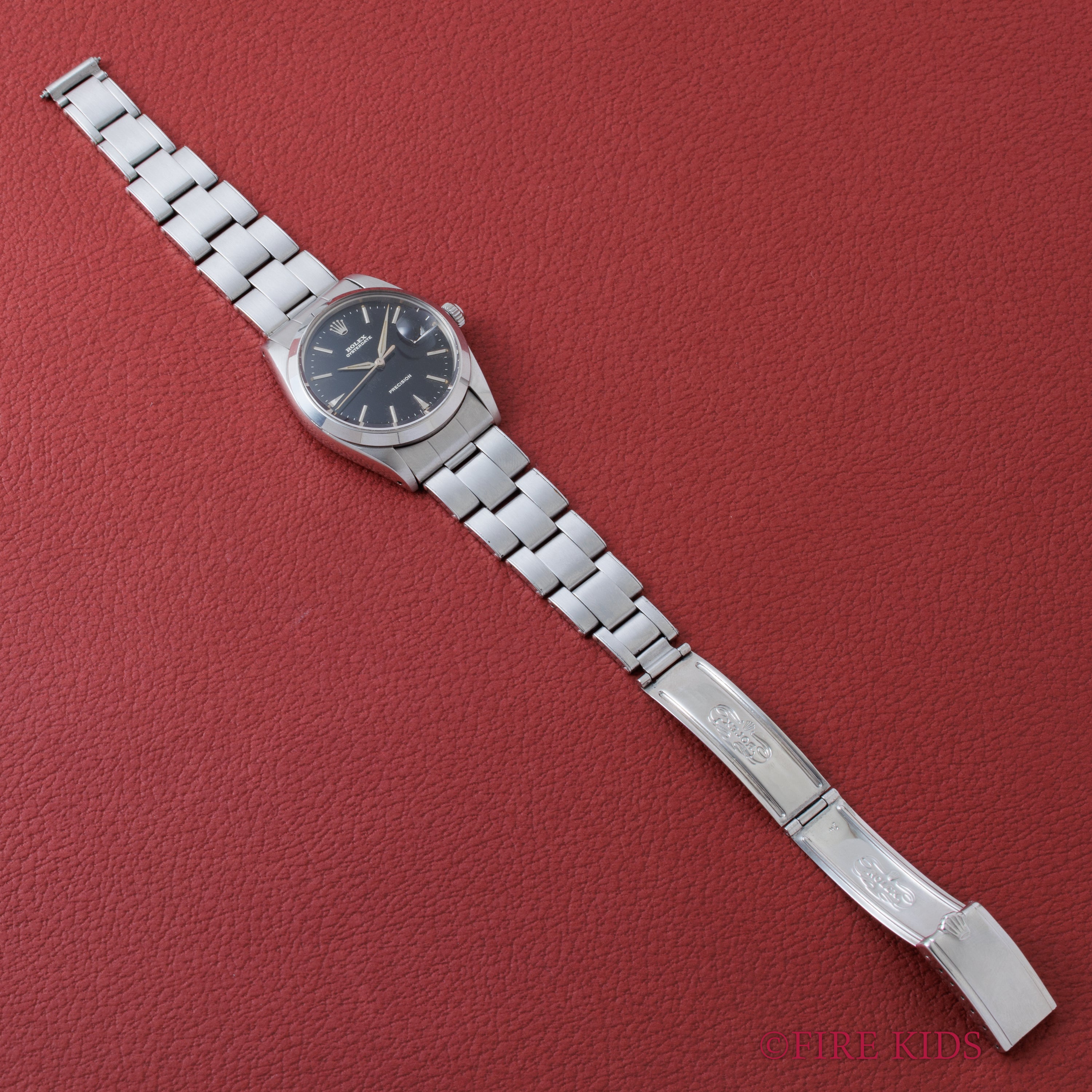 ロレックス オイスターデイト 1964年製 Ref.6694 ブラックミラーダイヤル 純正リベットブレス