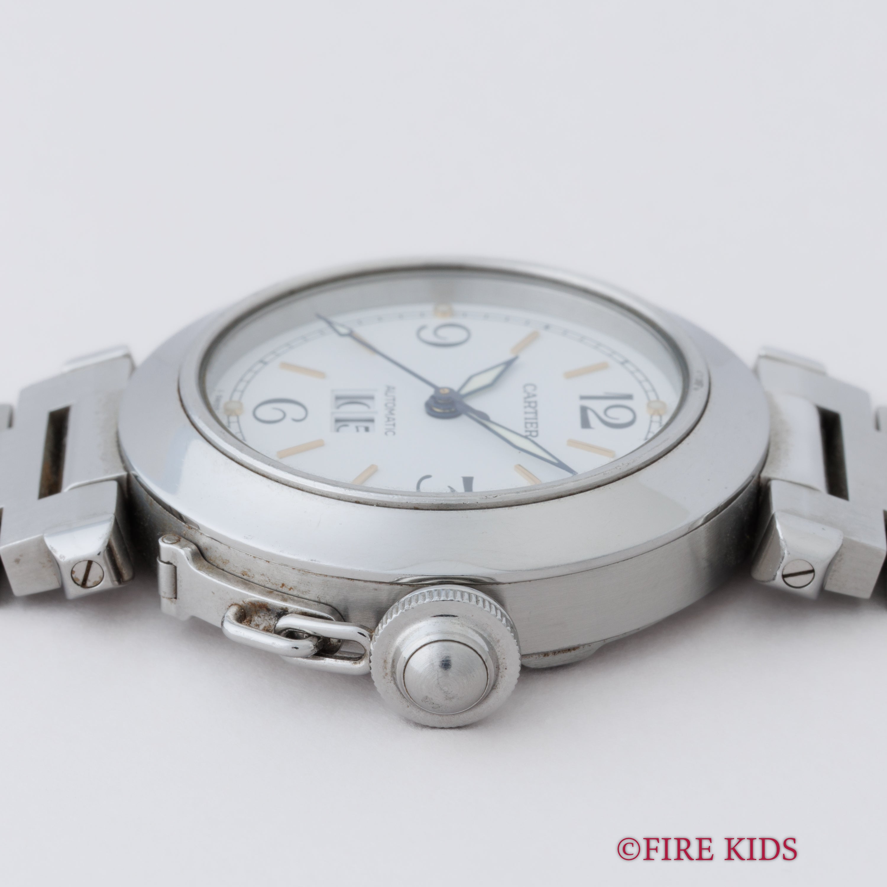 カルティエ パシャC 2000年代製 GMTビッグデイト ホワイトダイヤル 自動巻き 箱、保証書付き