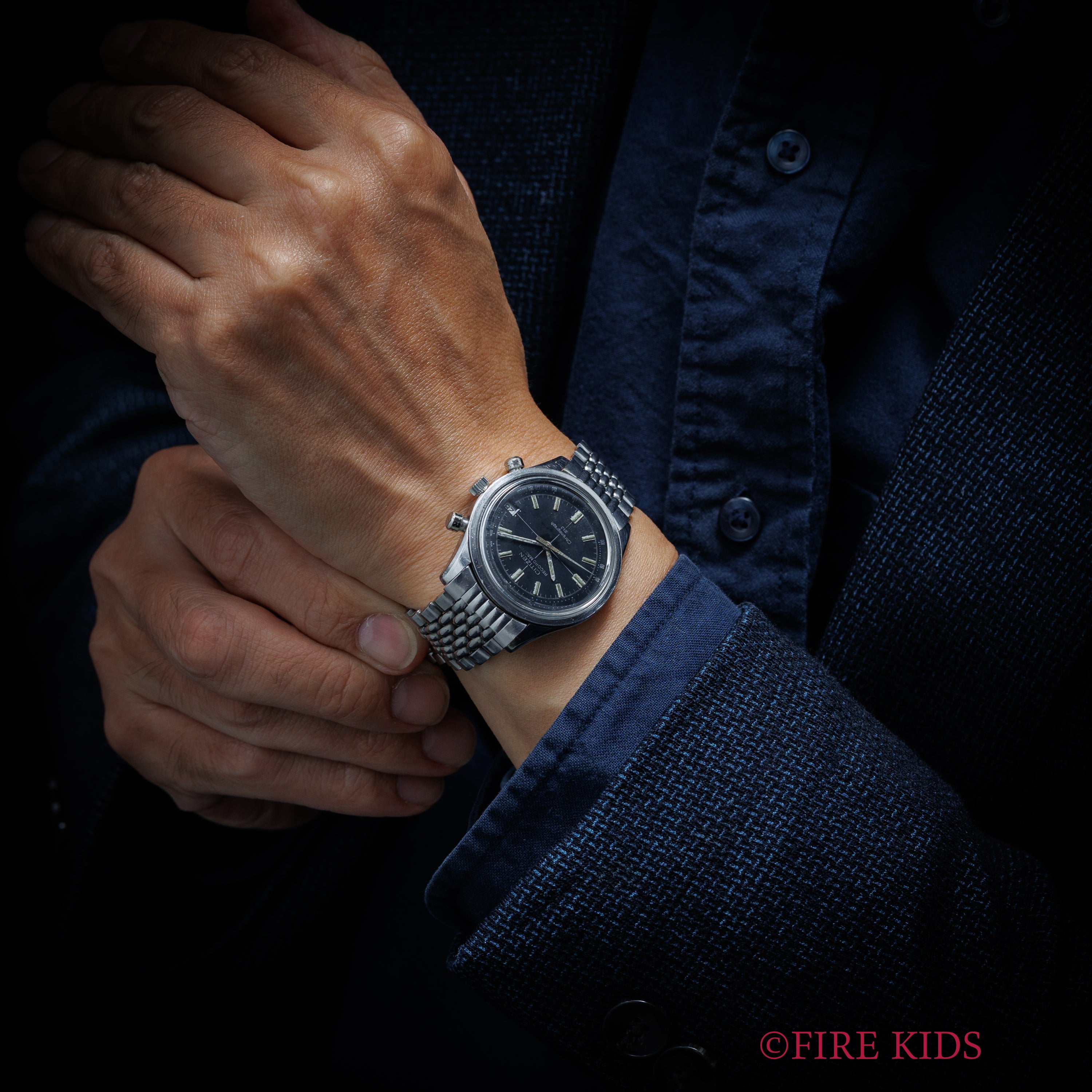 シチズン レコードマスター 1973年製 手巻き ブラックダイヤル フライバック機能付き