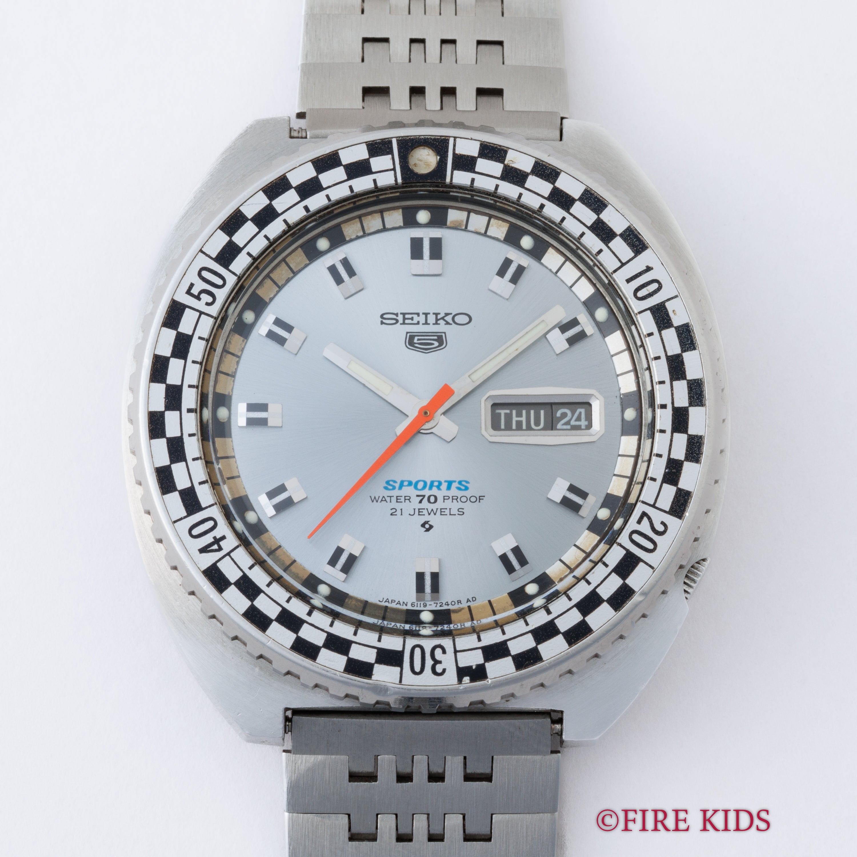セイコー 5スポーツ チェッカー回転ベゼル 1969年製 Ref.6119-7170 自動巻 純正ブレス