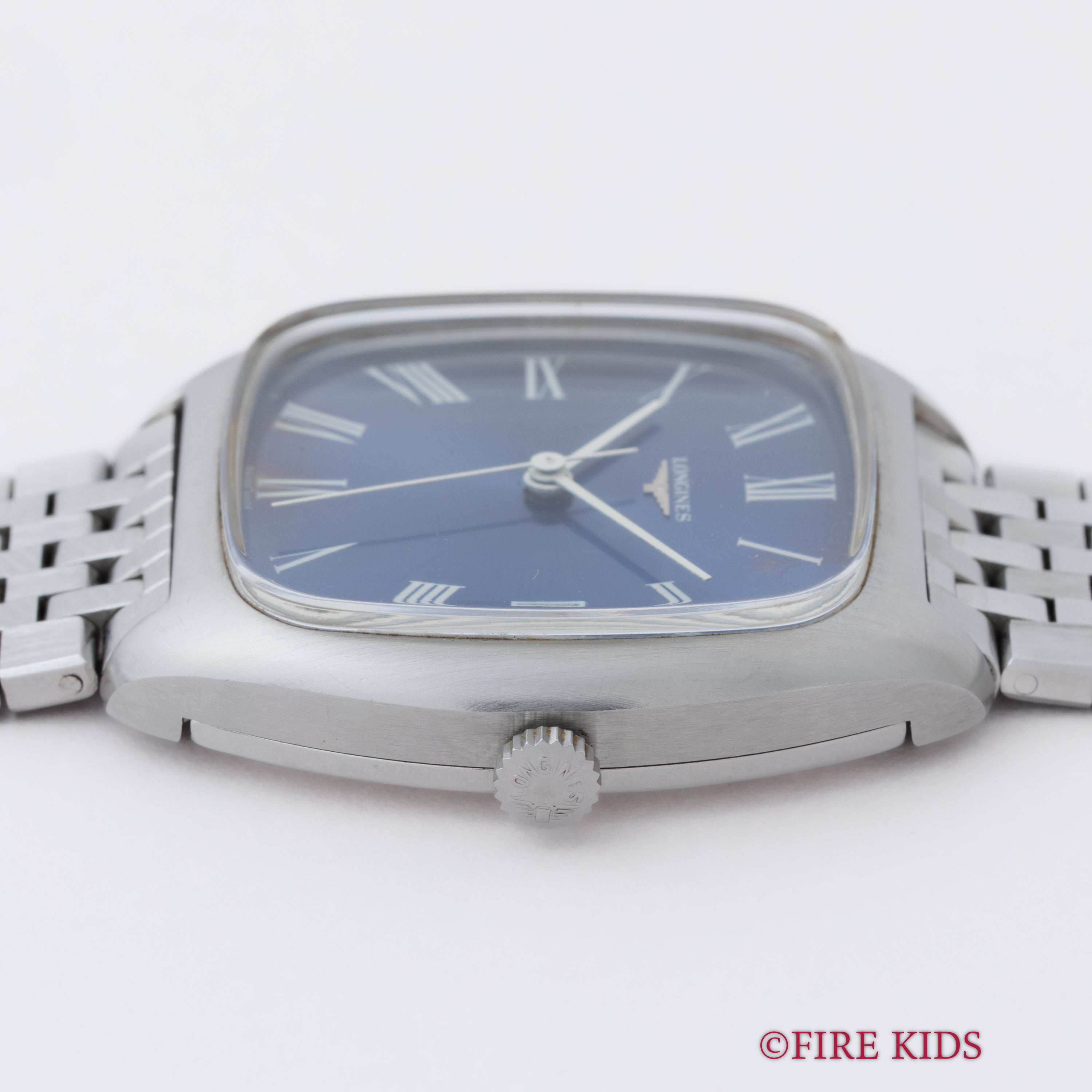 ロンジン トノーケース ブルーローマンダイヤル 純正ブレス付き ハイビート手巻き Cal.6952 ゼロハック機能