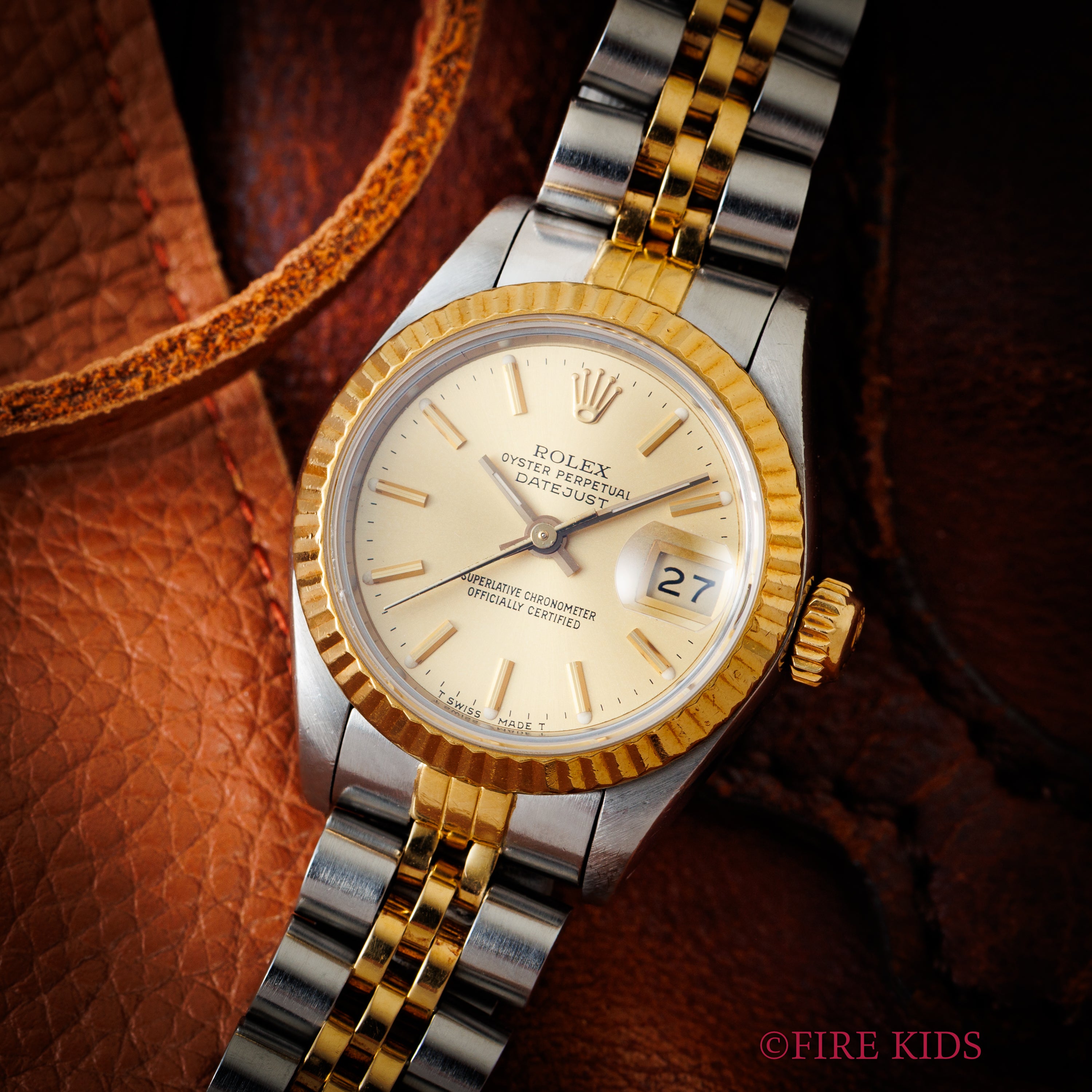 ロレックス デイトジャスト 自動巻き 1987年製 レディース コンビ Ref.69173 シャンパンダイヤル