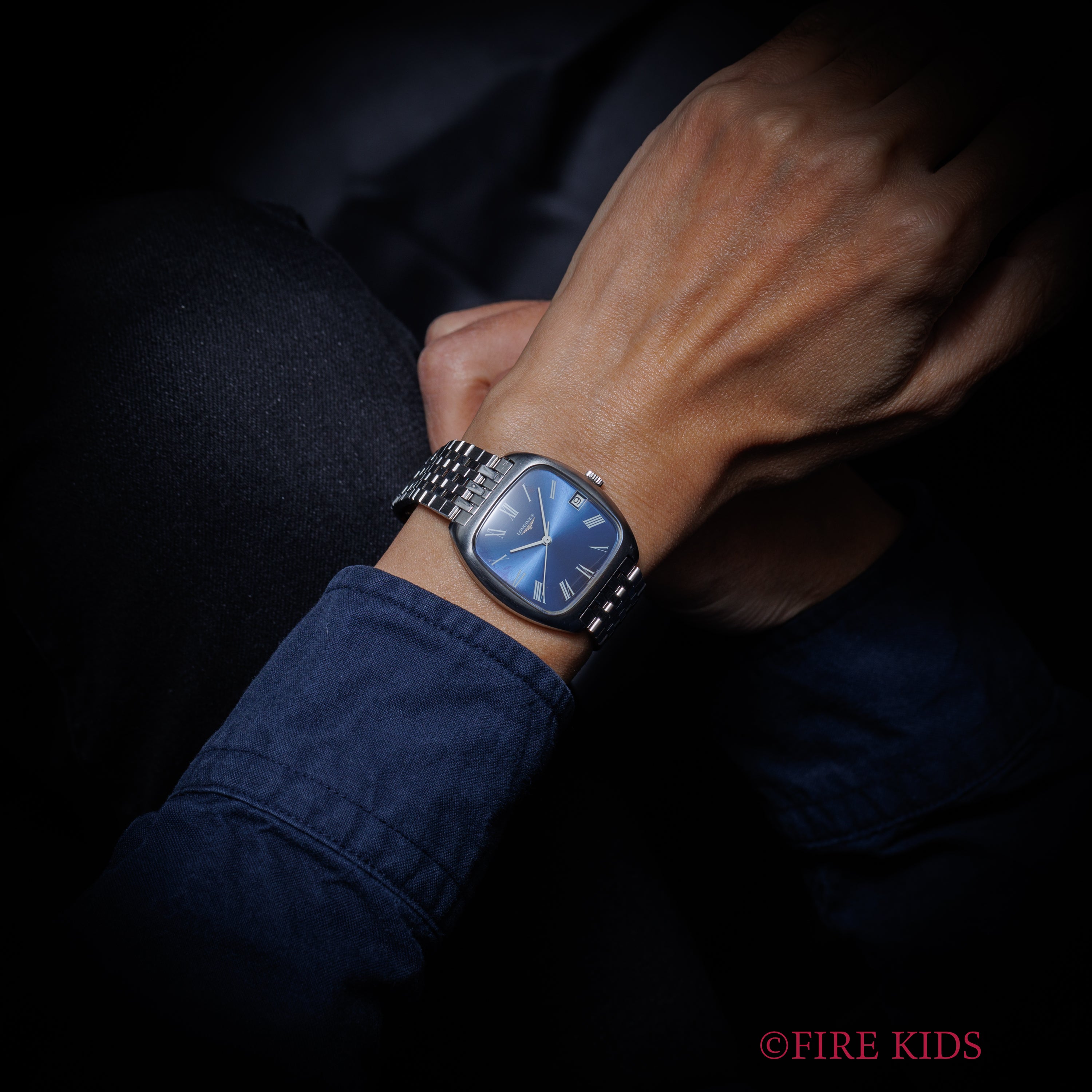 ロンジン トノーケース ブルーローマンダイヤル 純正ブレス付き ハイビート手巻き Cal.6952 ゼロハック機能