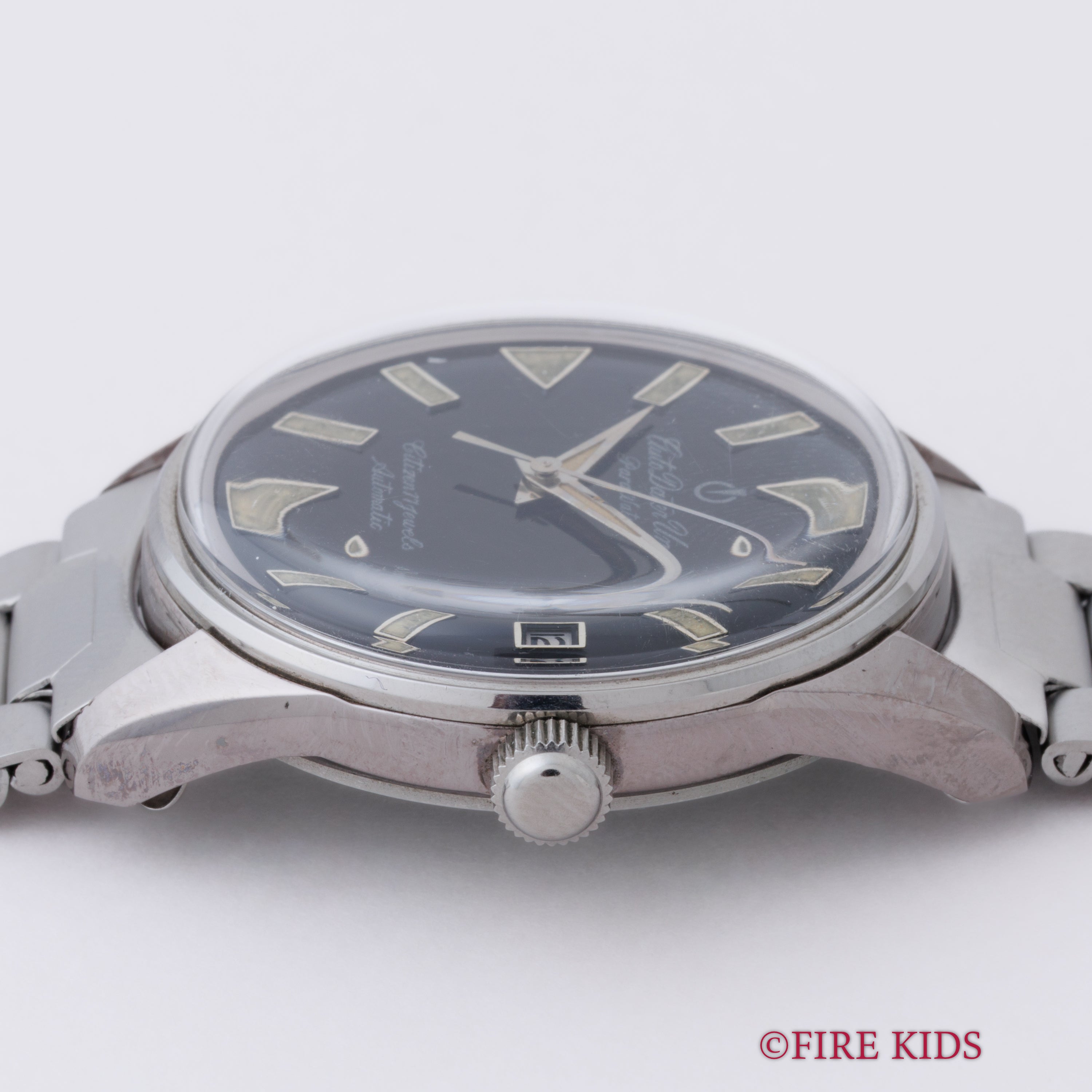 シチズン オートデーター ユニ パラウォーター 1964年製 ブラックミラー 自動巻き 取説、タグ付き