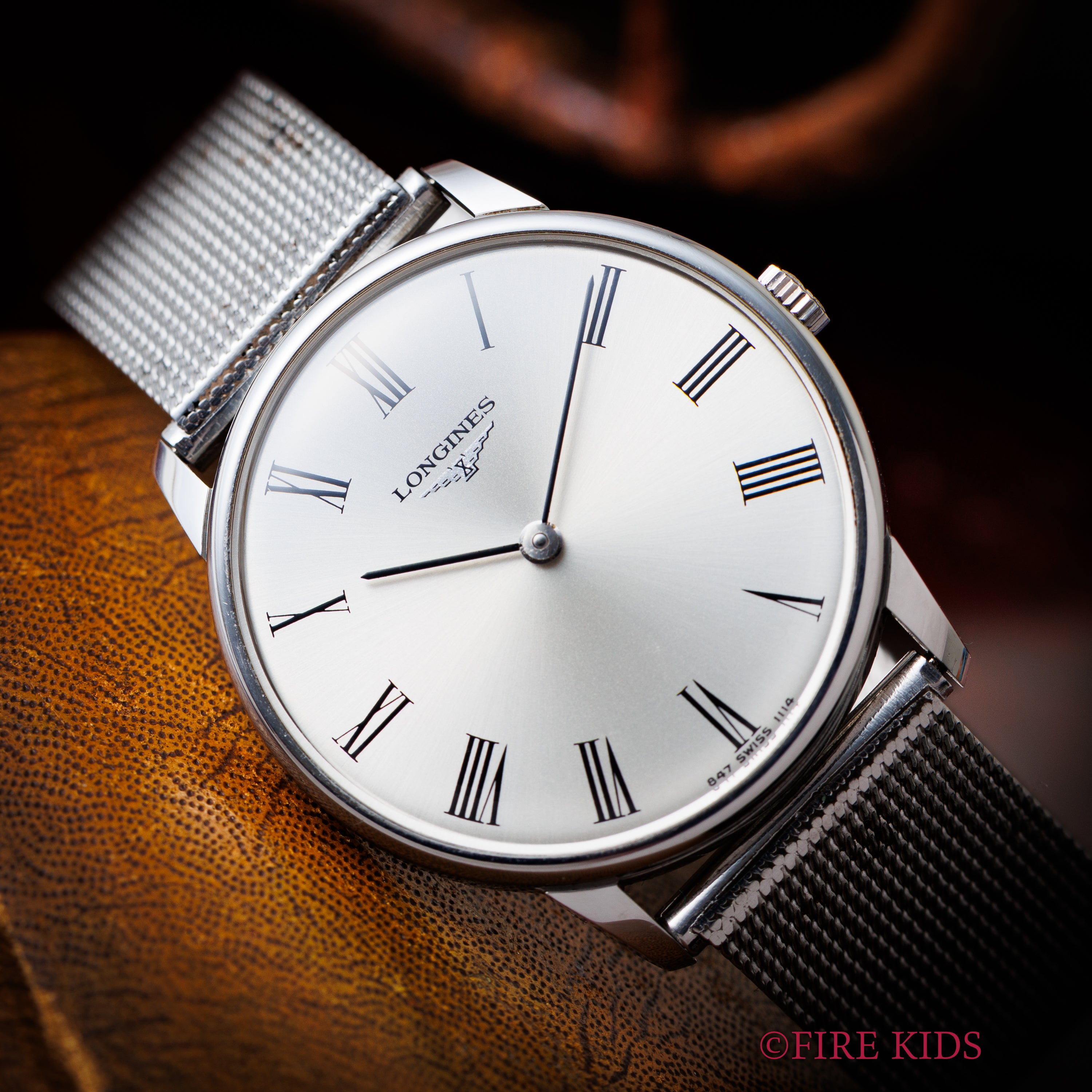 ロンジン ラウンド シルバーローマンダイヤル 手巻き 2針 1969年製 Cal.L.847.4