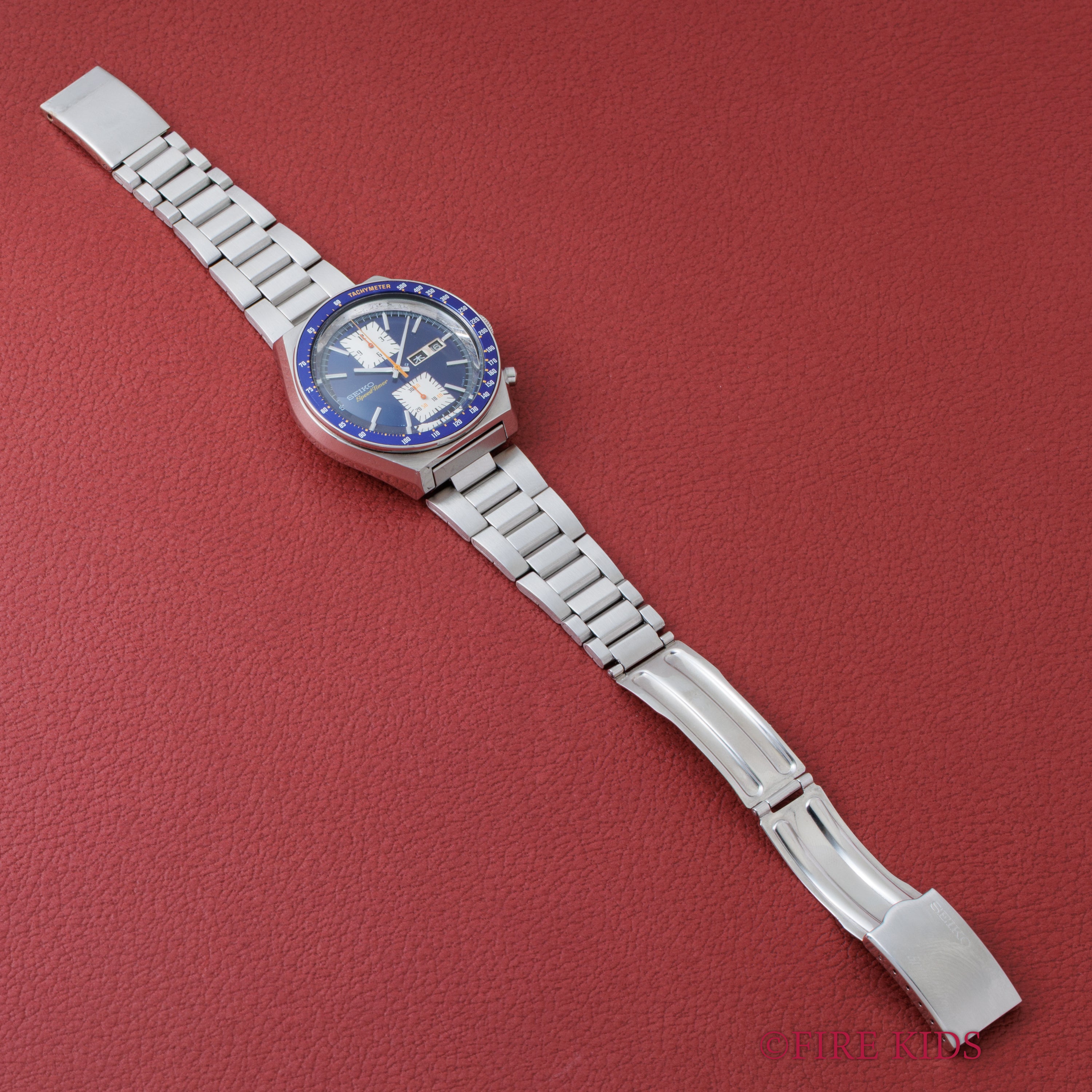 セイコー 角目 自動巻クロノグラフ 1976年製 Ref.6138-0030 ブルーダイヤル 純正ブレス付き