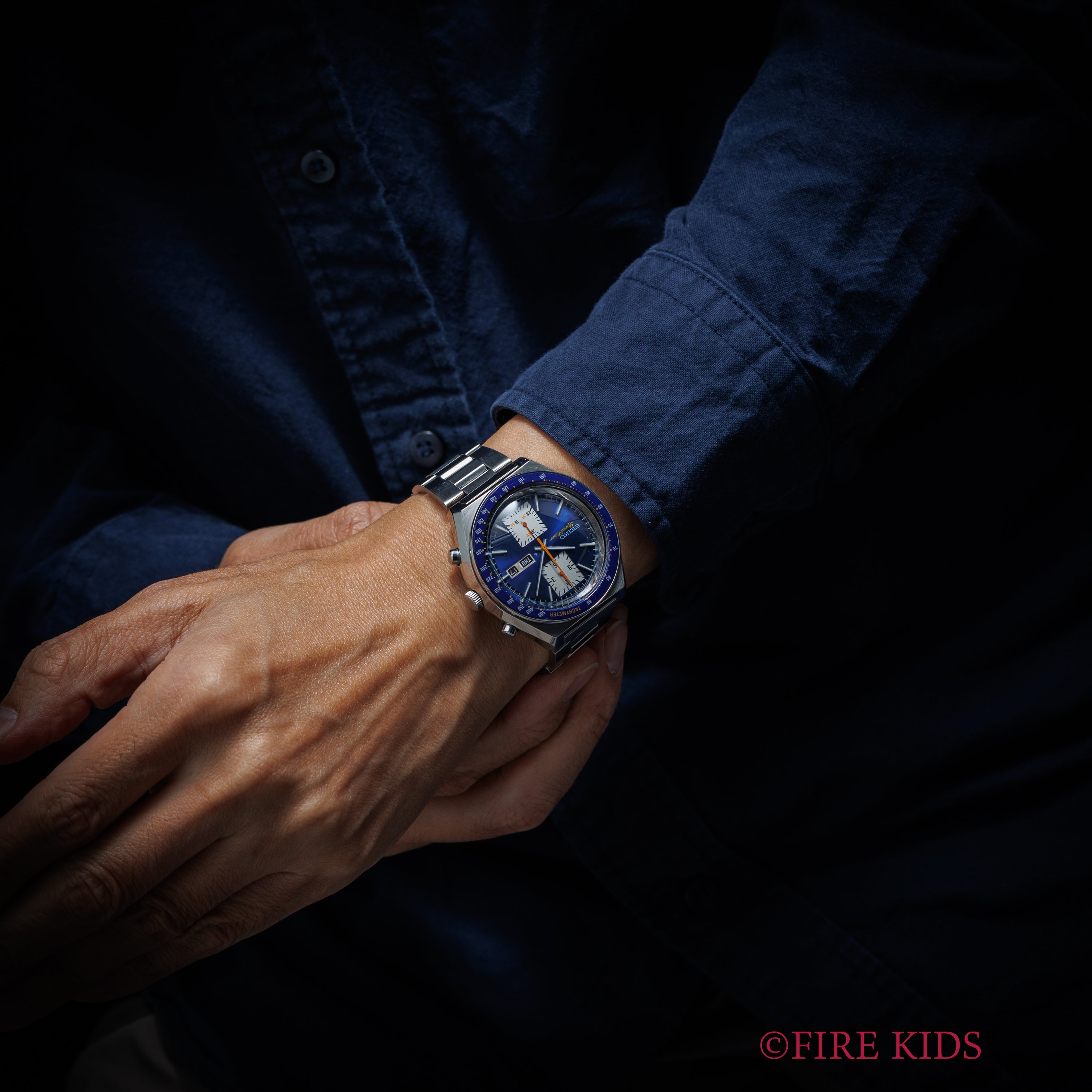 セイコー 角目 自動巻クロノグラフ 1976年製 Ref.6138-0030 ブルーダイヤル 純正ブレス付き