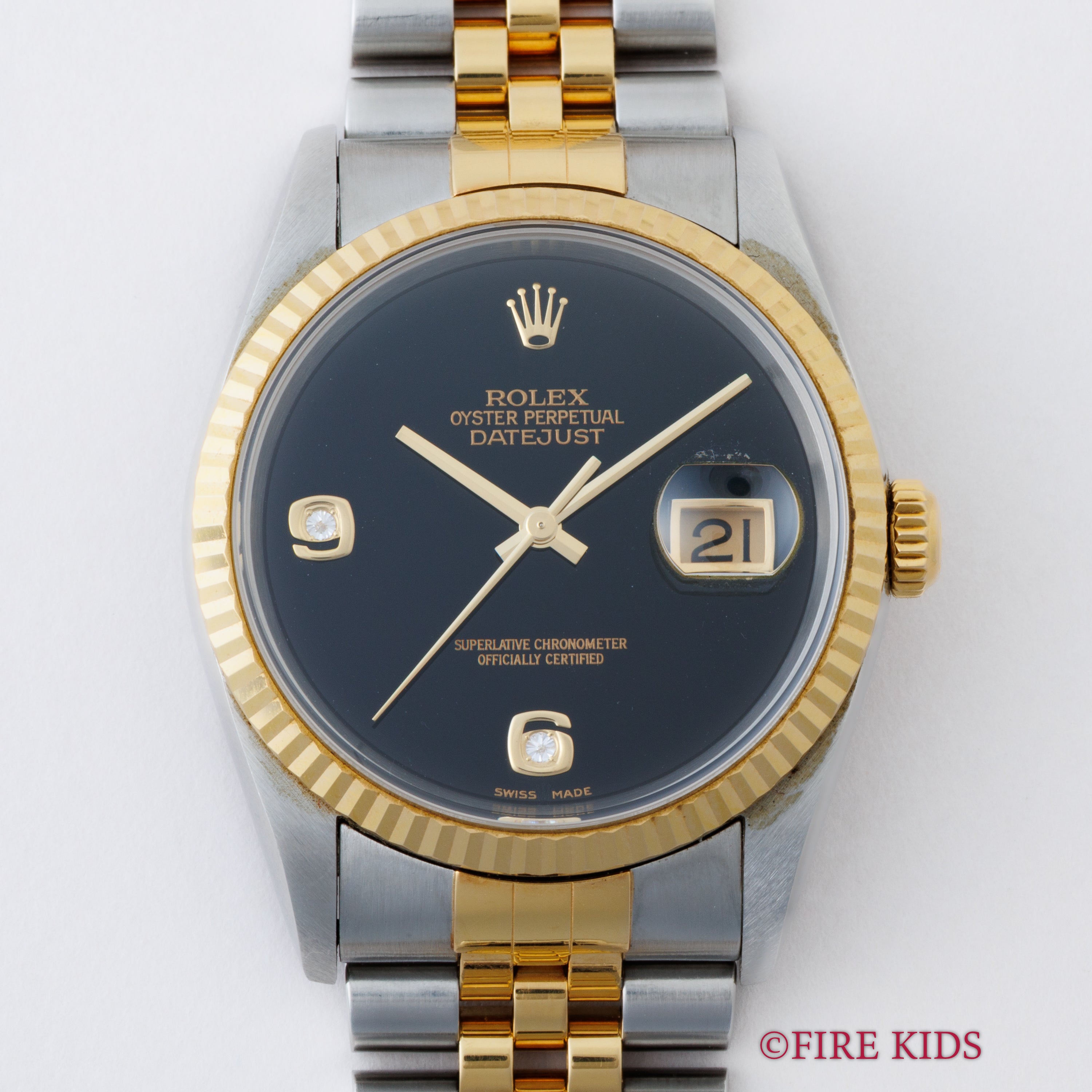 ロレックス デイトジャスト 2002年製 Ref.16233 2BR コンビ オニキス2Pダイヤダイヤル ギャラ付