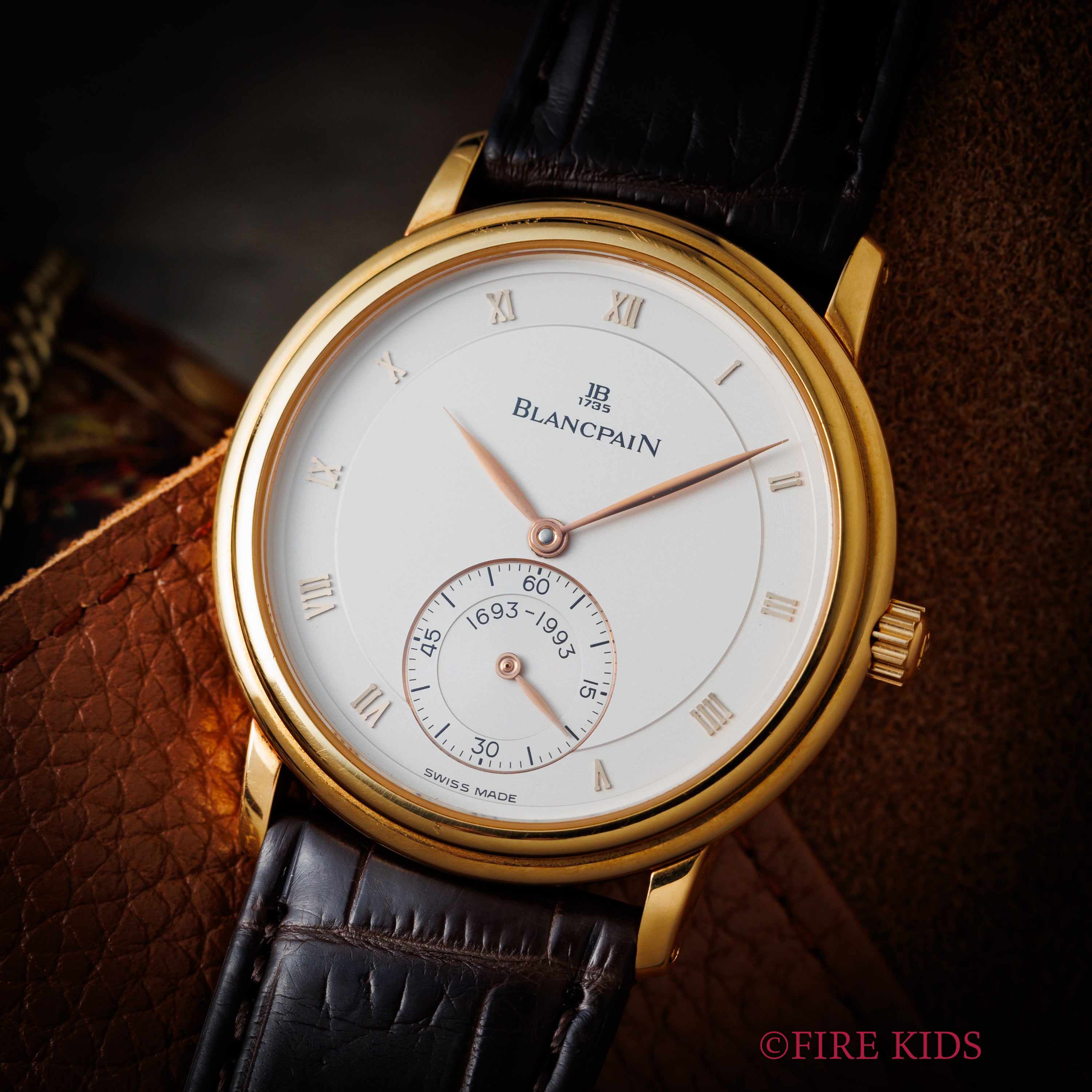 ブランパン ヴィルレ ウルトラスリム 18金無垢イエローゴールド 1994年販売ギャランティー付き 純正金無垢尾錠付き