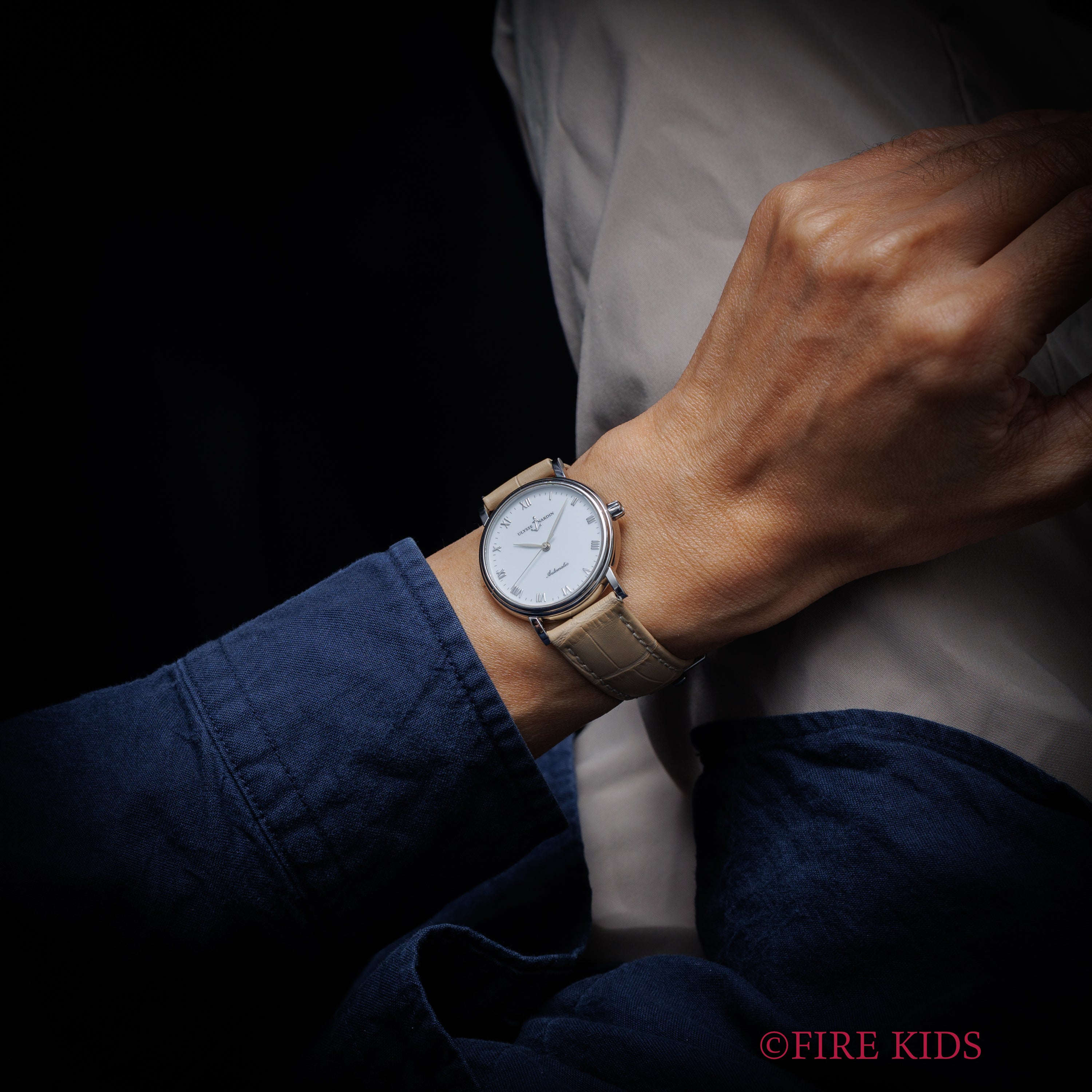 ユリスナルダン サンシアー ホワイトローマンダイヤル 1990年代製 Ref.133‐34 自動巻