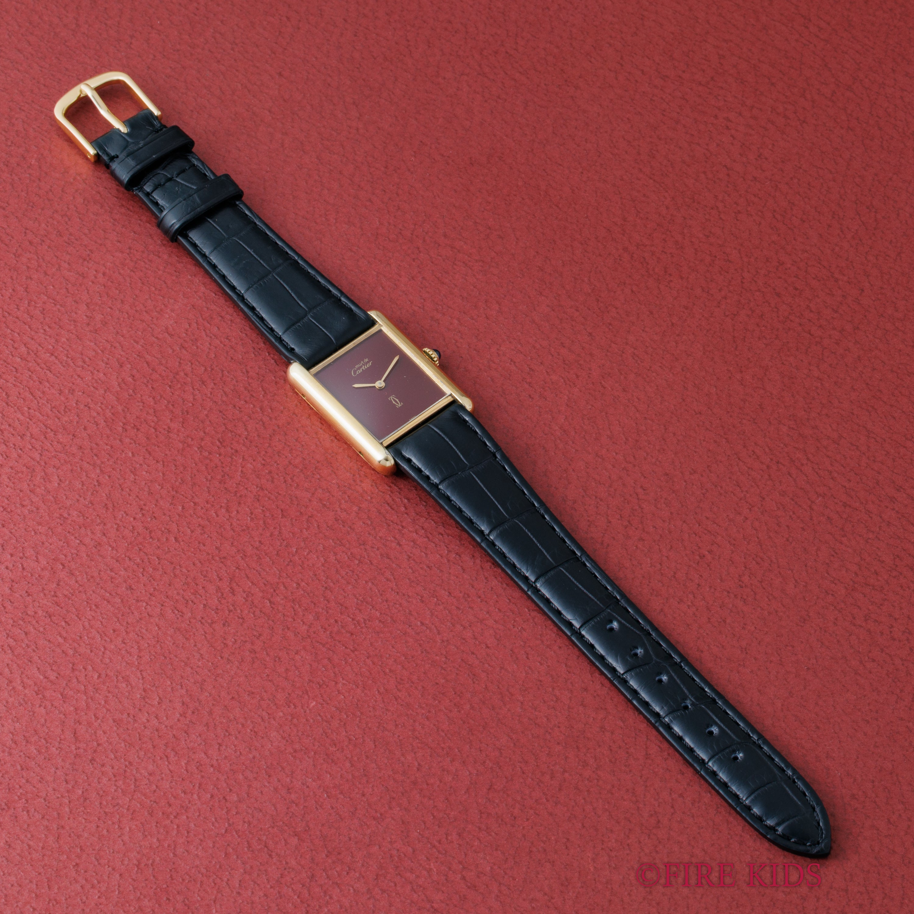 カルティエ マストタンク 1980年代製 LMサイズ 手巻き ガーネットダイヤル