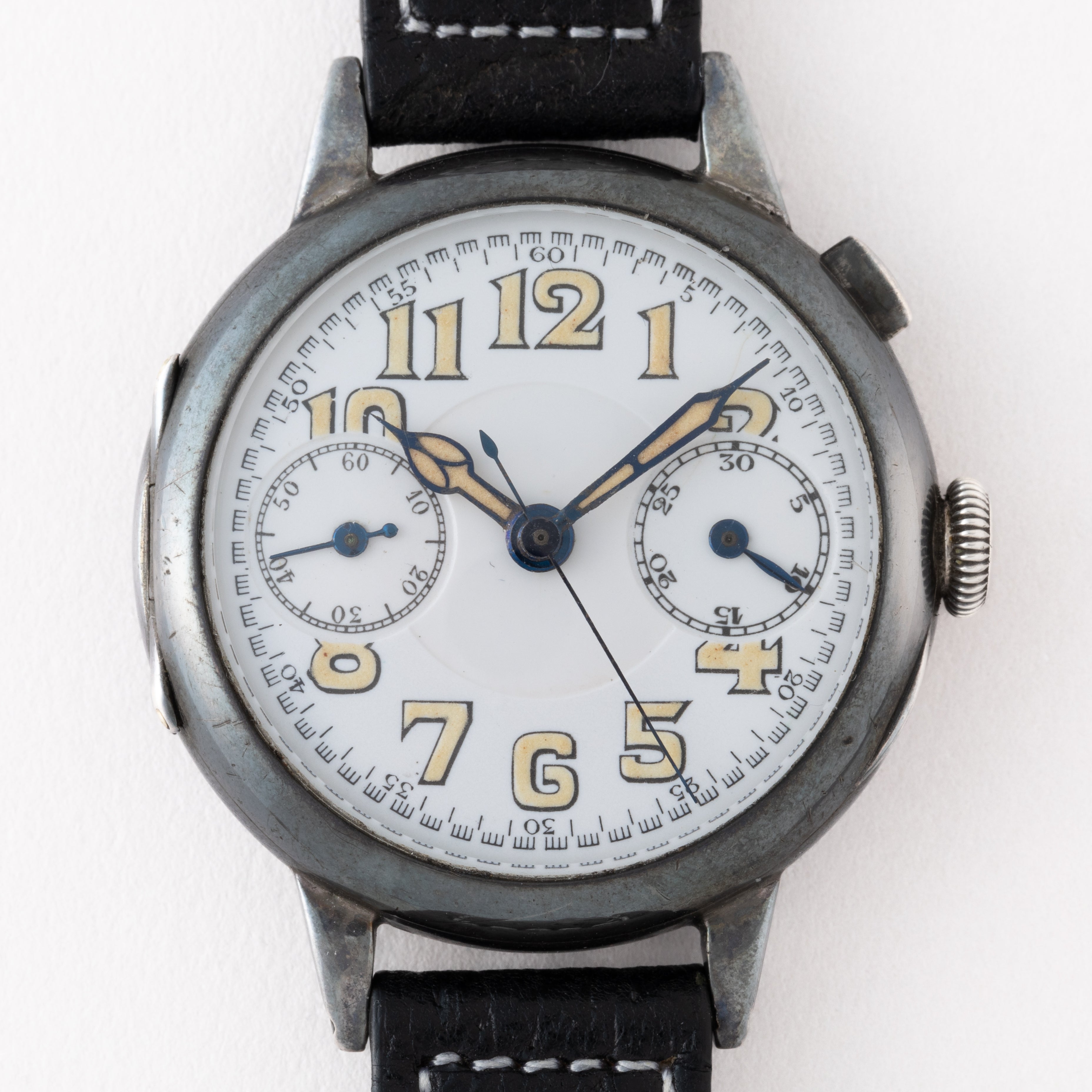 ギャレット ポーセリン銀無垢クロノグラフ ミネルバ13-20CH 1930年代