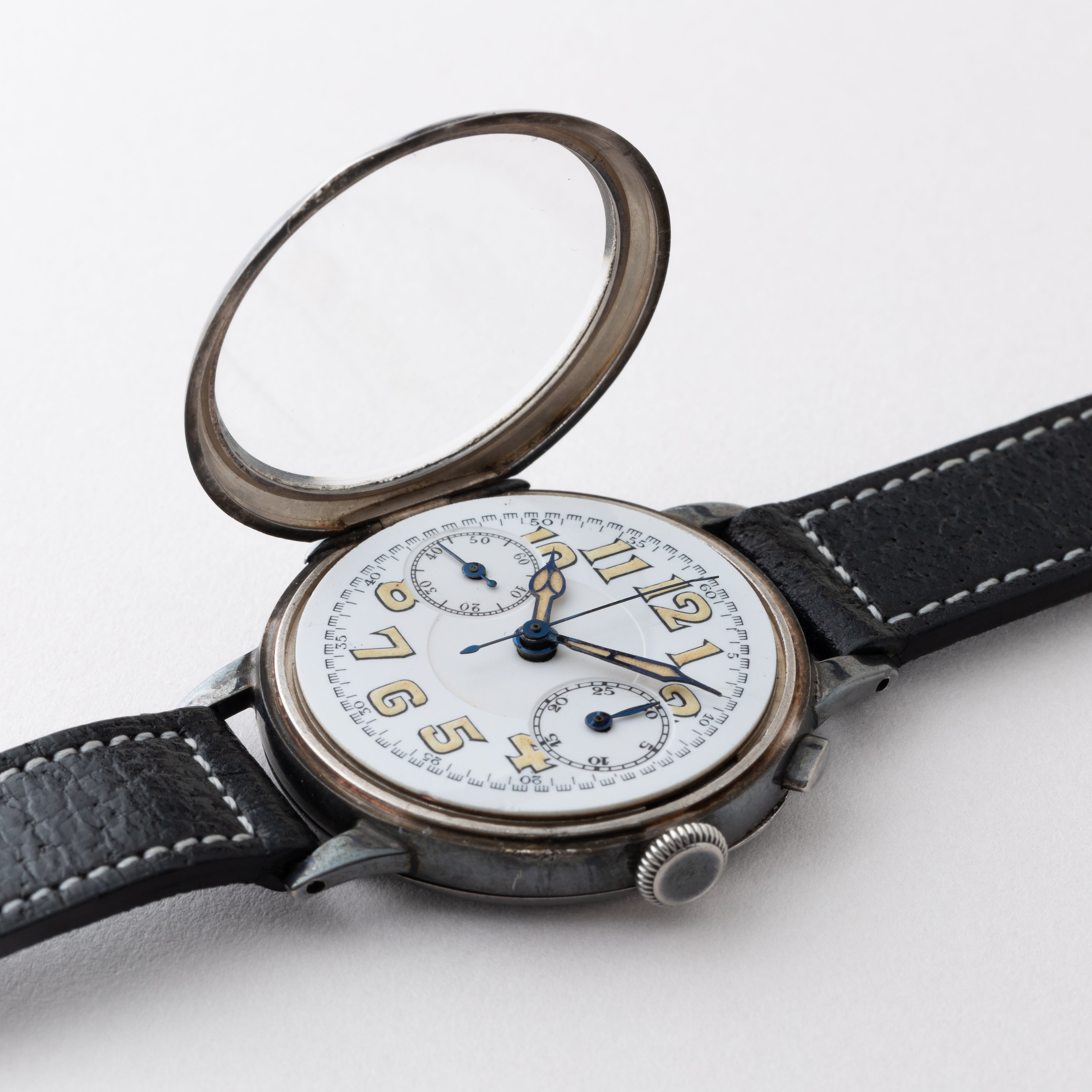 ギャレット ポーセリン銀無垢クロノグラフ ミネルバ13-20CH 1930年代