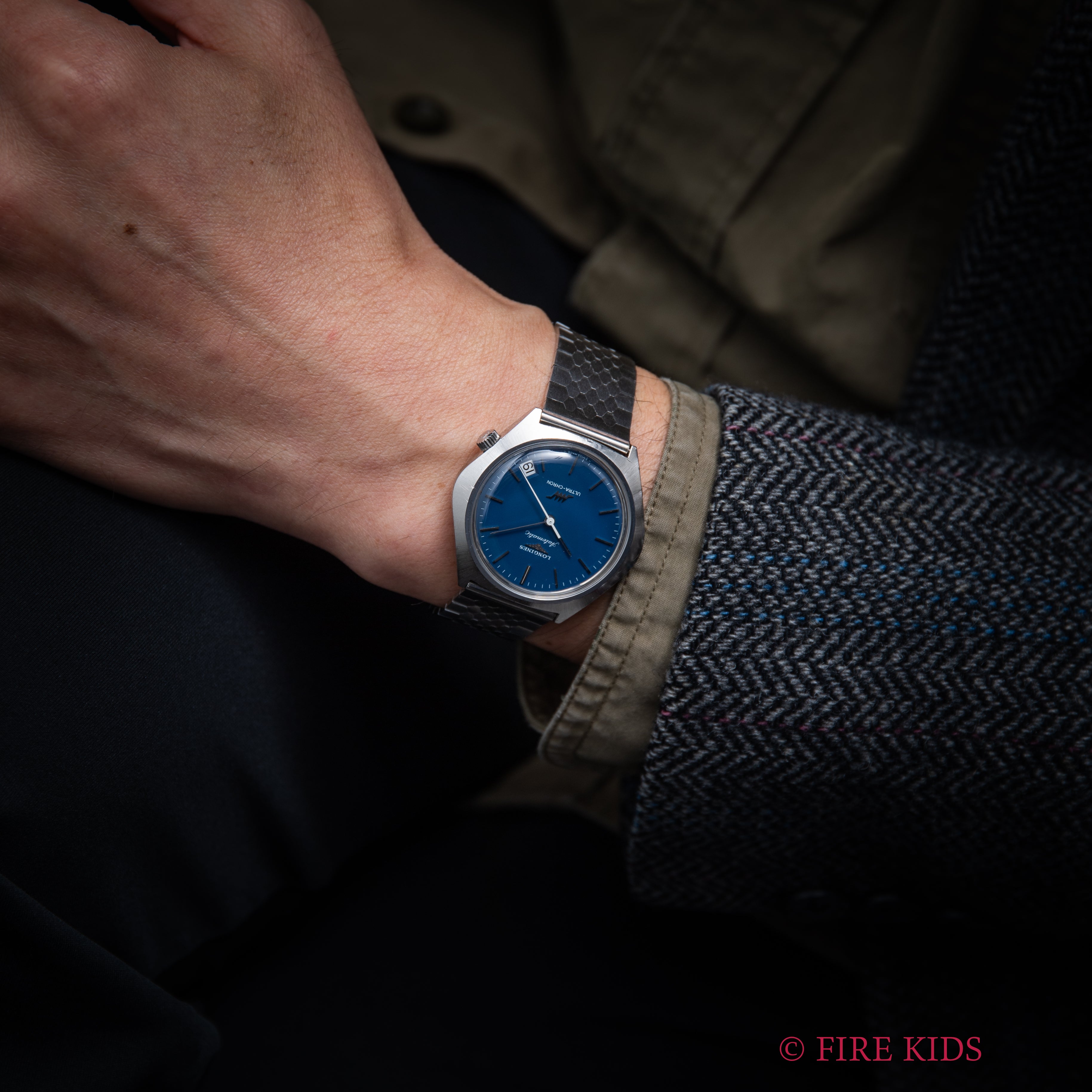 ロンジン ウルトラクロン ブルーダイヤル 1970年代製 ハイビート自動巻 社外ブレス