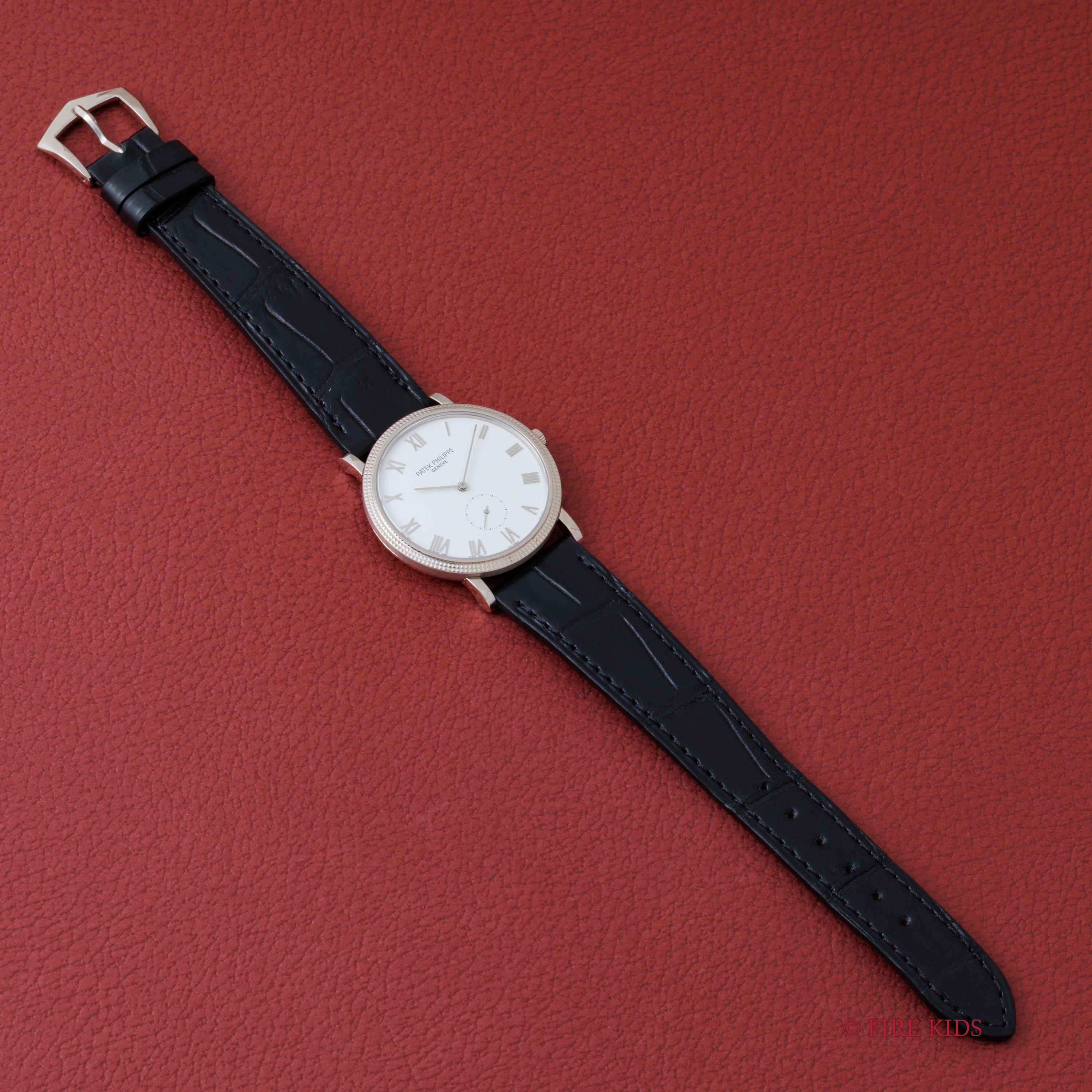 パテックフィリップ カラトラバ ホワイトローマンダイヤル 日本限定 1999年製 手巻き Cal.215 18金ホワイトゴールド 箱、アーカイブ、純正18金ホワイトゴールド尾錠付き