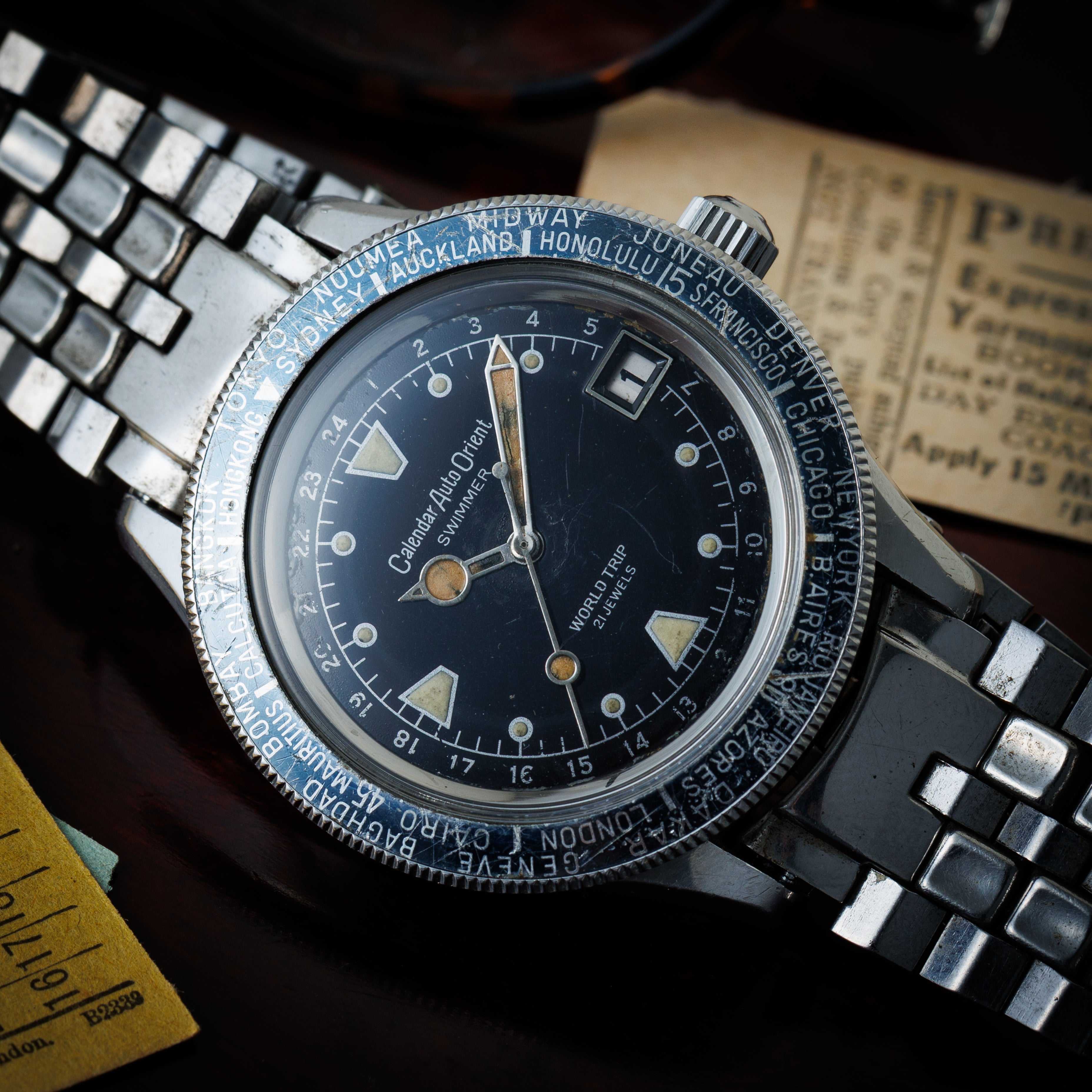 オリエント 1960年代製 カレンダー オート オリエント スイマー ワールドトリップ