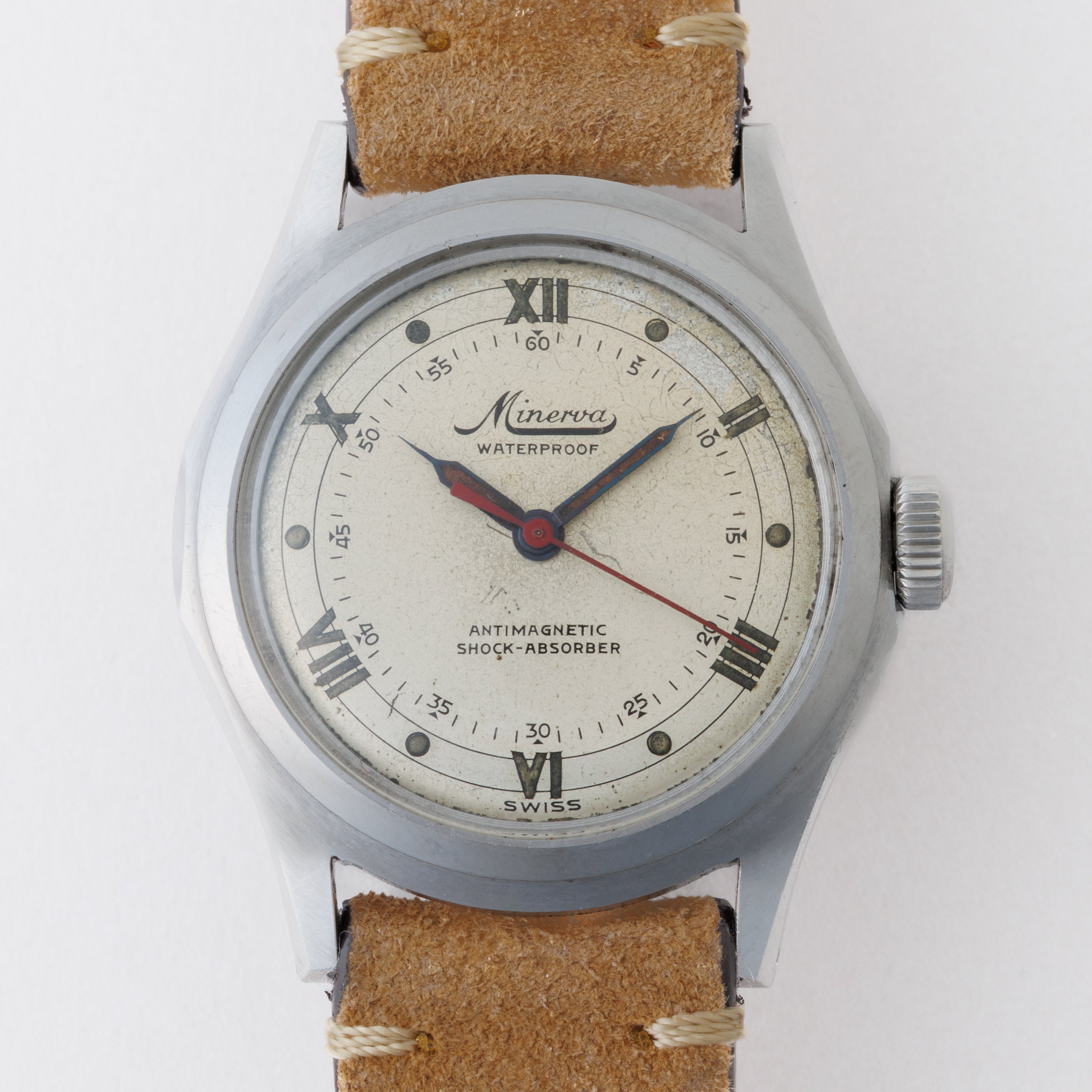 ミネルバ ピタゴラス センターセコンド 手巻き Cal.49 赤秒針 スクリューバックケース