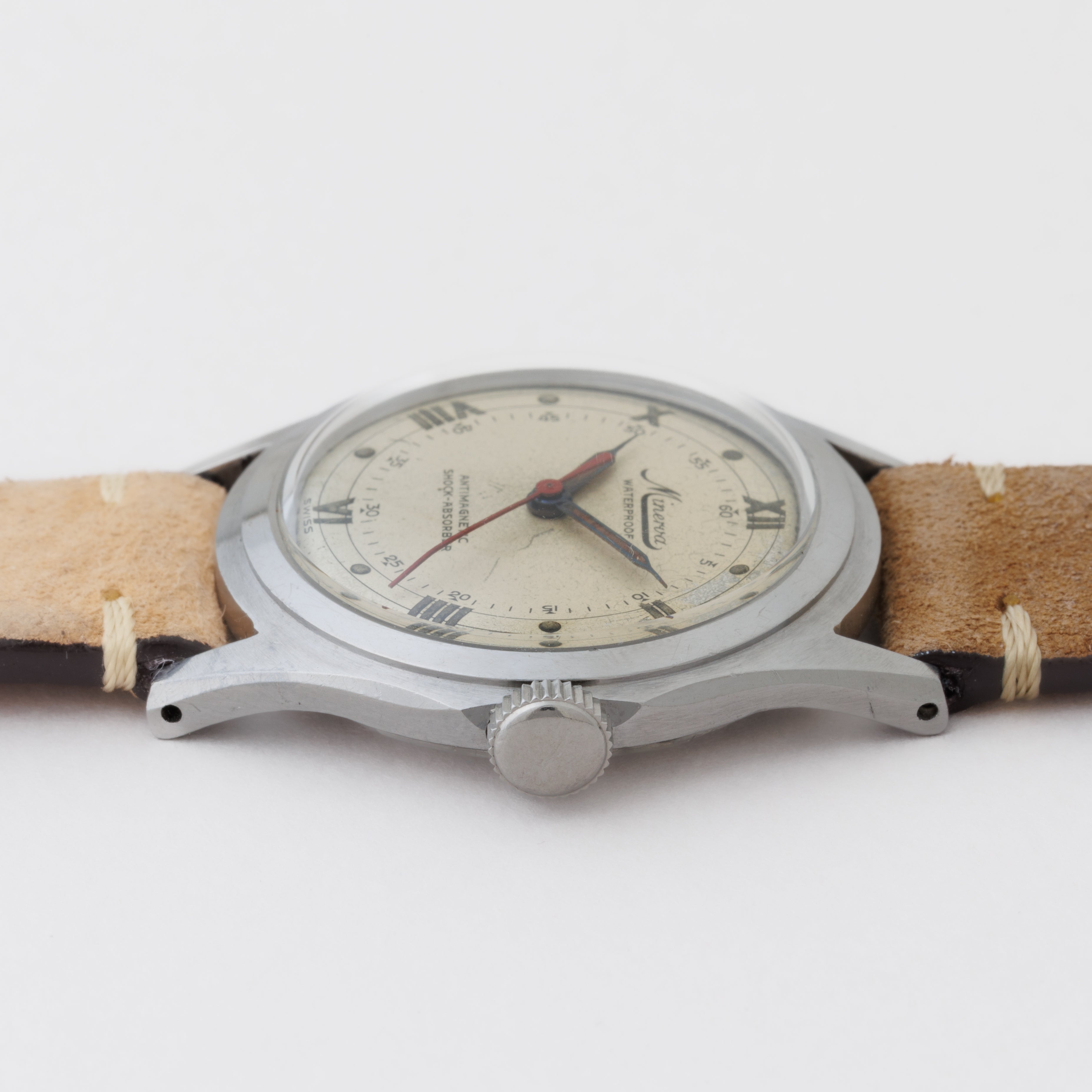 ミネルバ ピタゴラス センターセコンド 手巻き Cal.49 赤秒針 スクリューバックケース