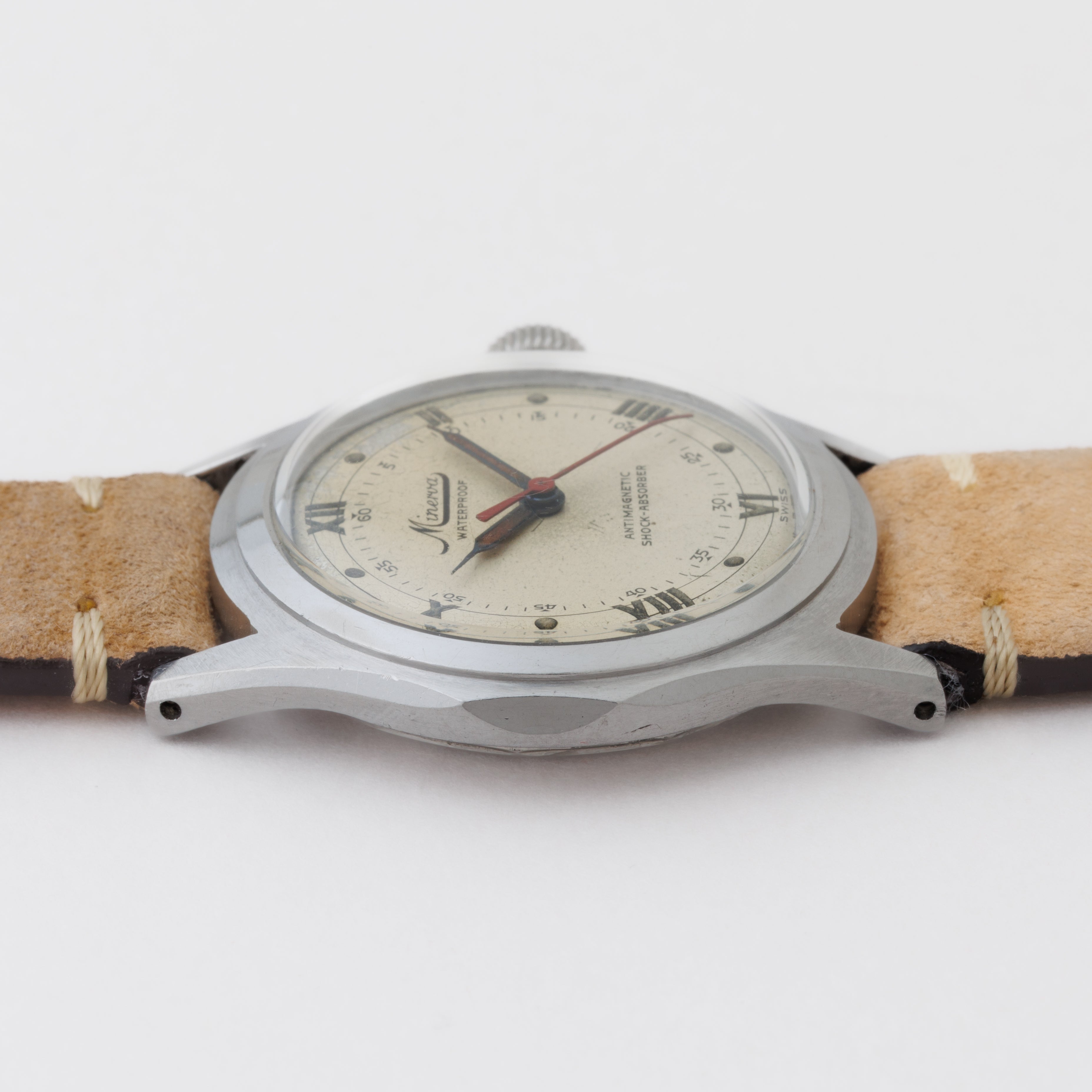 ミネルバ ピタゴラス センターセコンド 手巻き Cal.49 赤秒針 スクリューバックケース