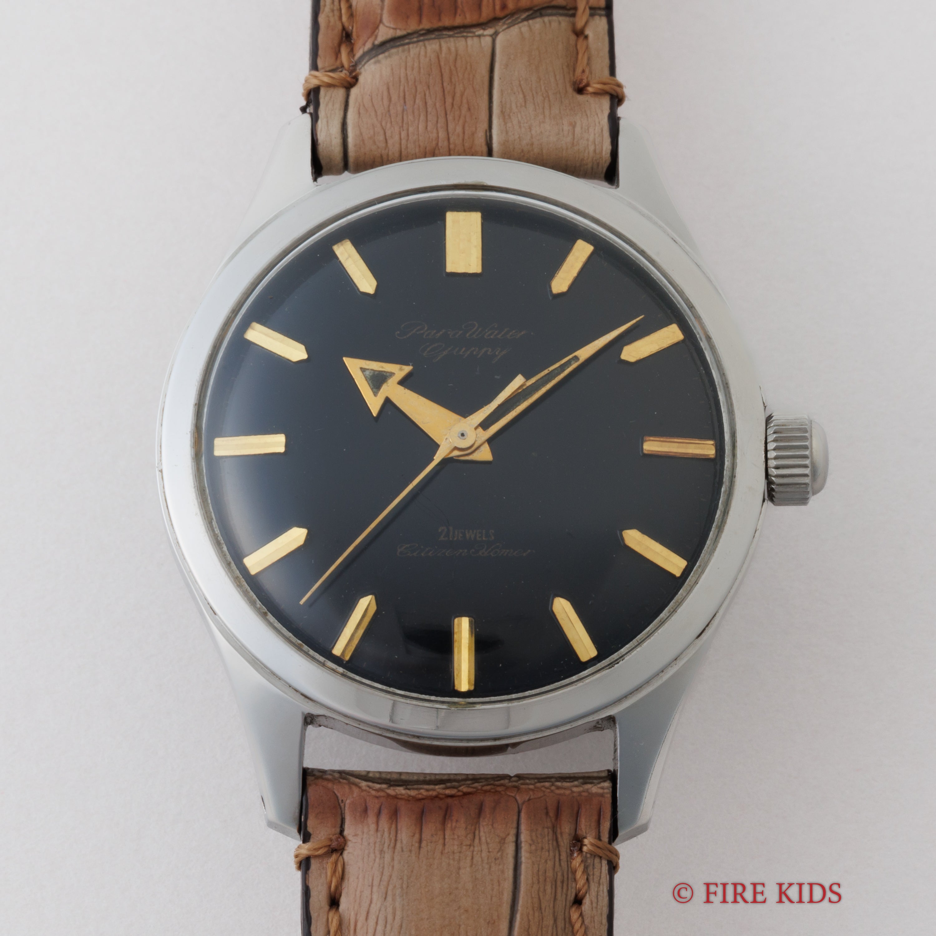 シチズン パラウォーター グッピー 1960年代製 ブラックダイヤル アローハンド 手巻き