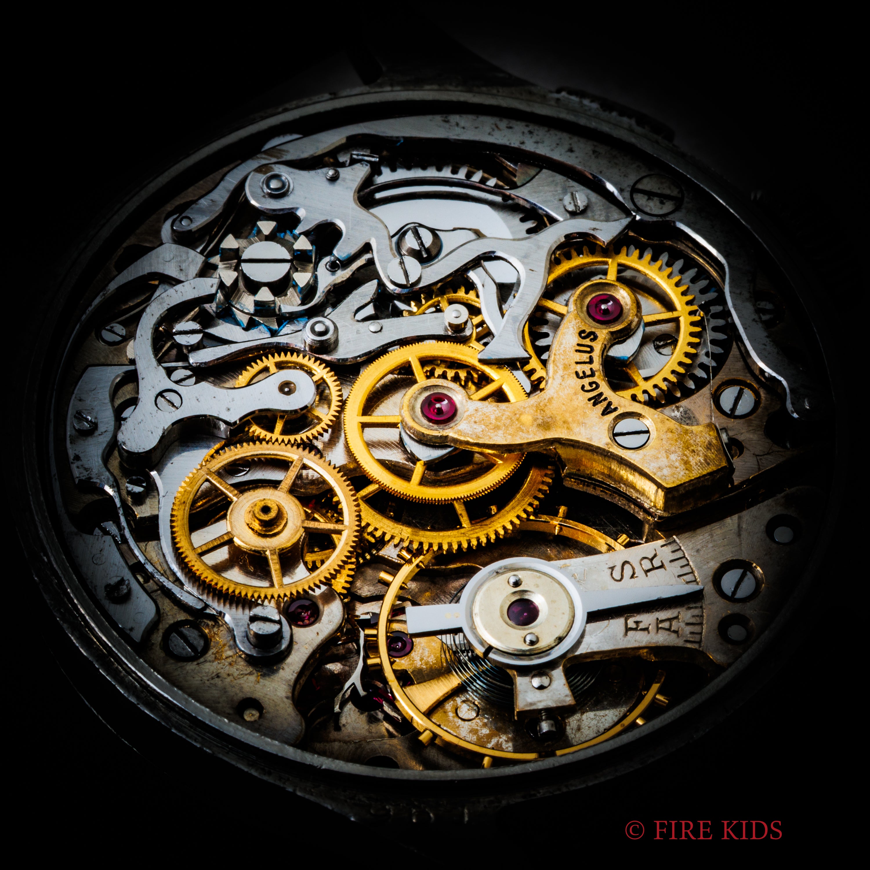 アンジェラス 2レジスター クロノグラフ 1940年代製 オリジナルブラックダイヤル 手巻き Cal.215