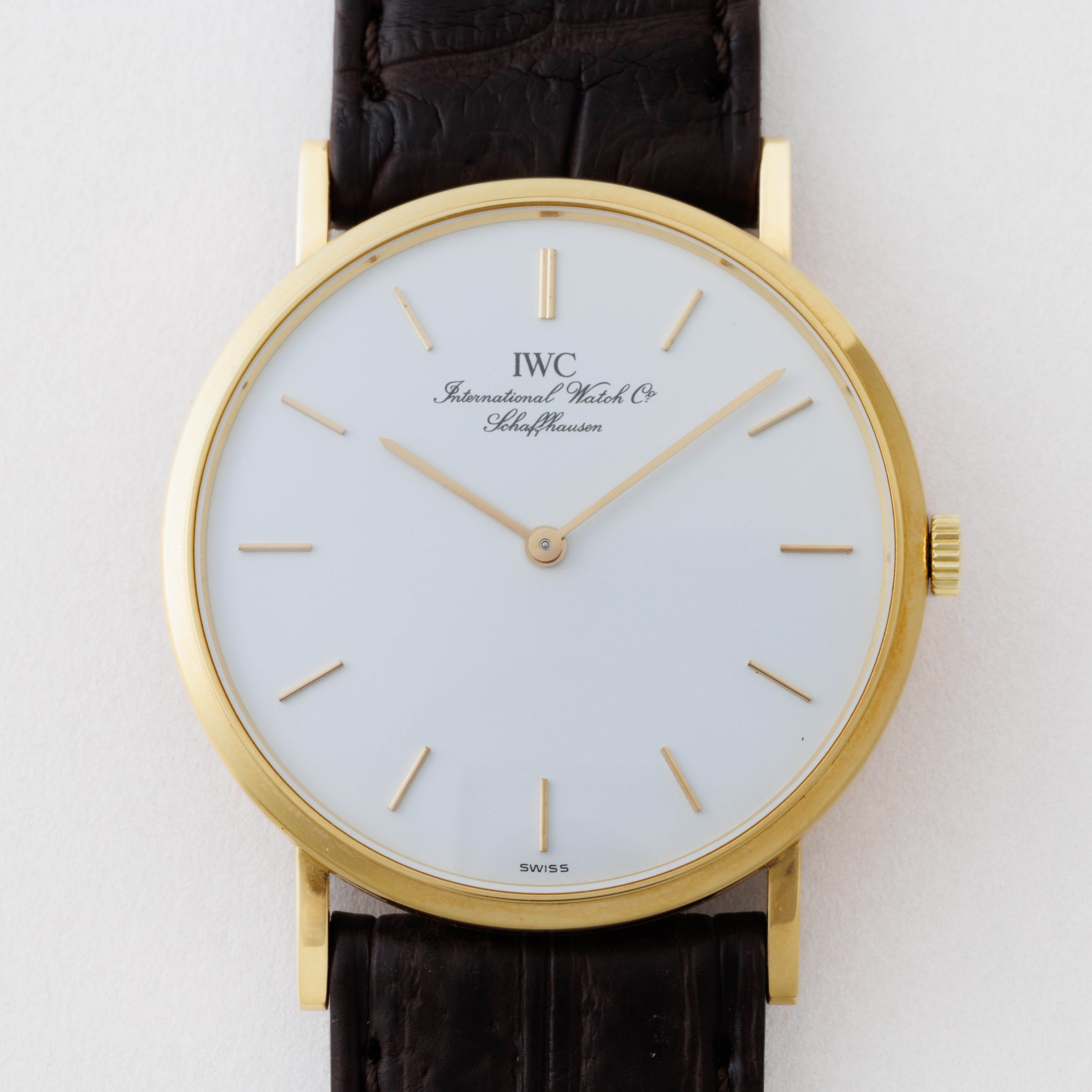 IWC 18金無垢ラウンドケース Ref.2010 1991年製 手巻き Cal.185 ホワイトダイヤル