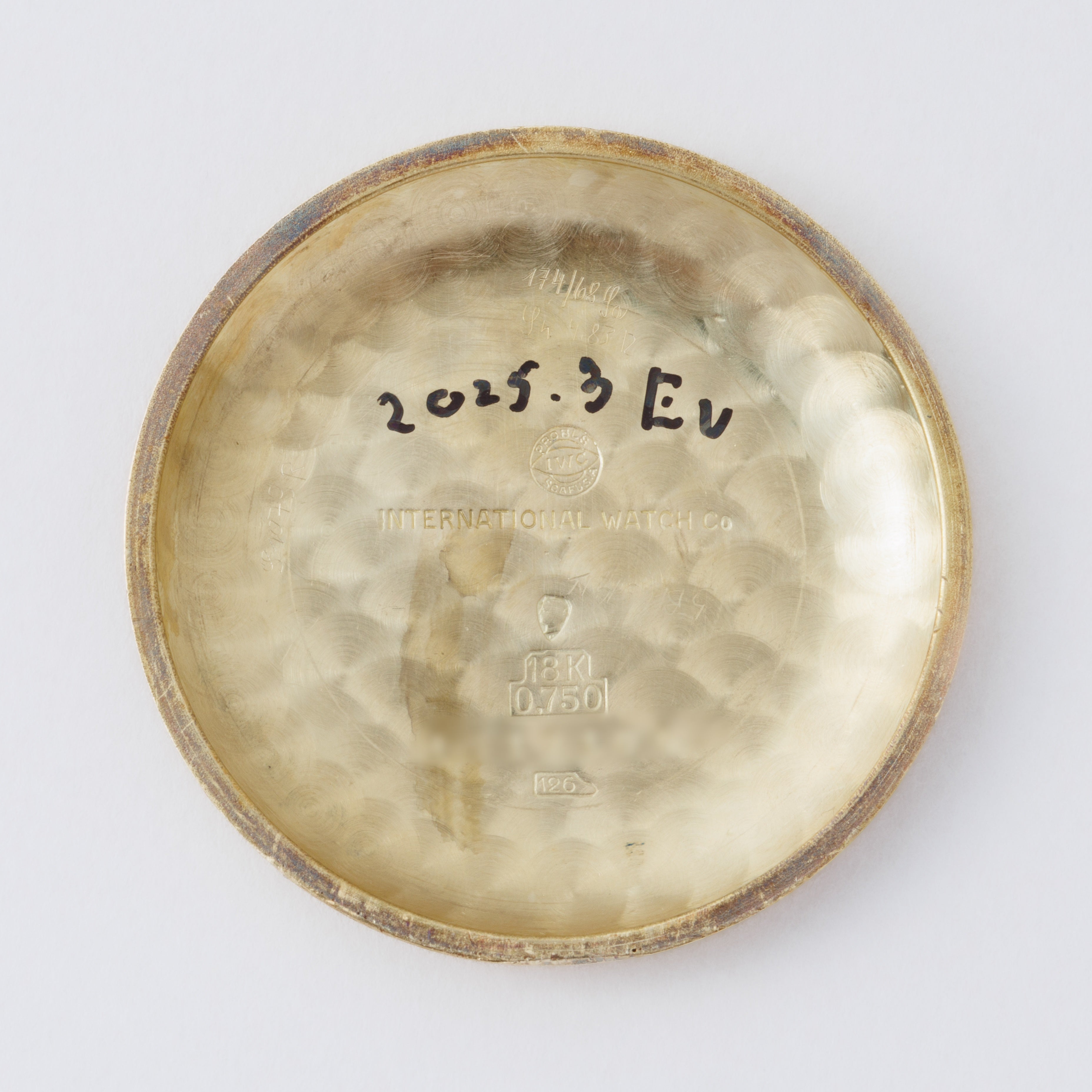 IWC ラウンドケース 18金無垢 1954年製 ブラックミラーダイヤル 箱付き