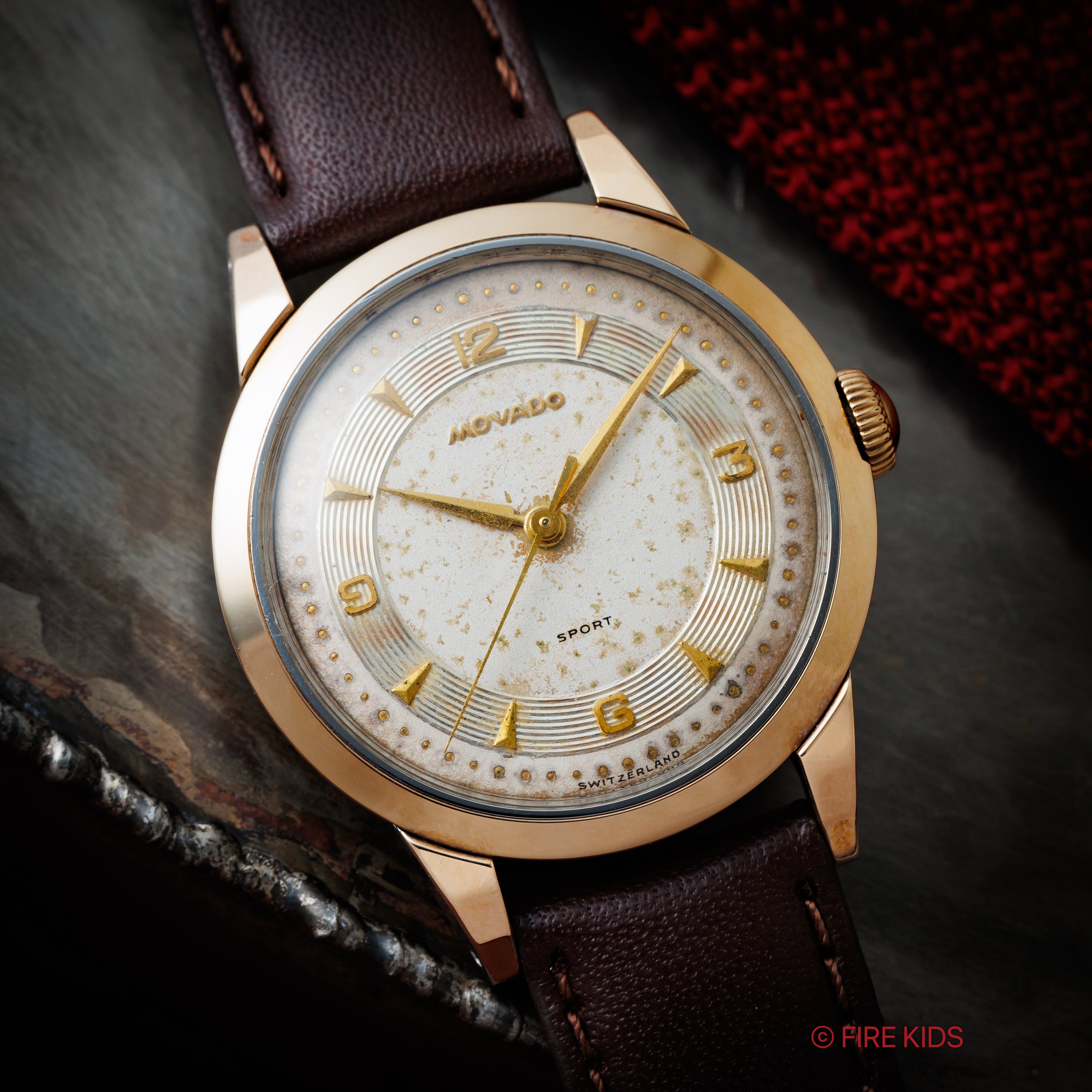 モバード スポーツ FB社製トップゴールドケース 手巻き 1950年代 飛びアラビアダイヤル