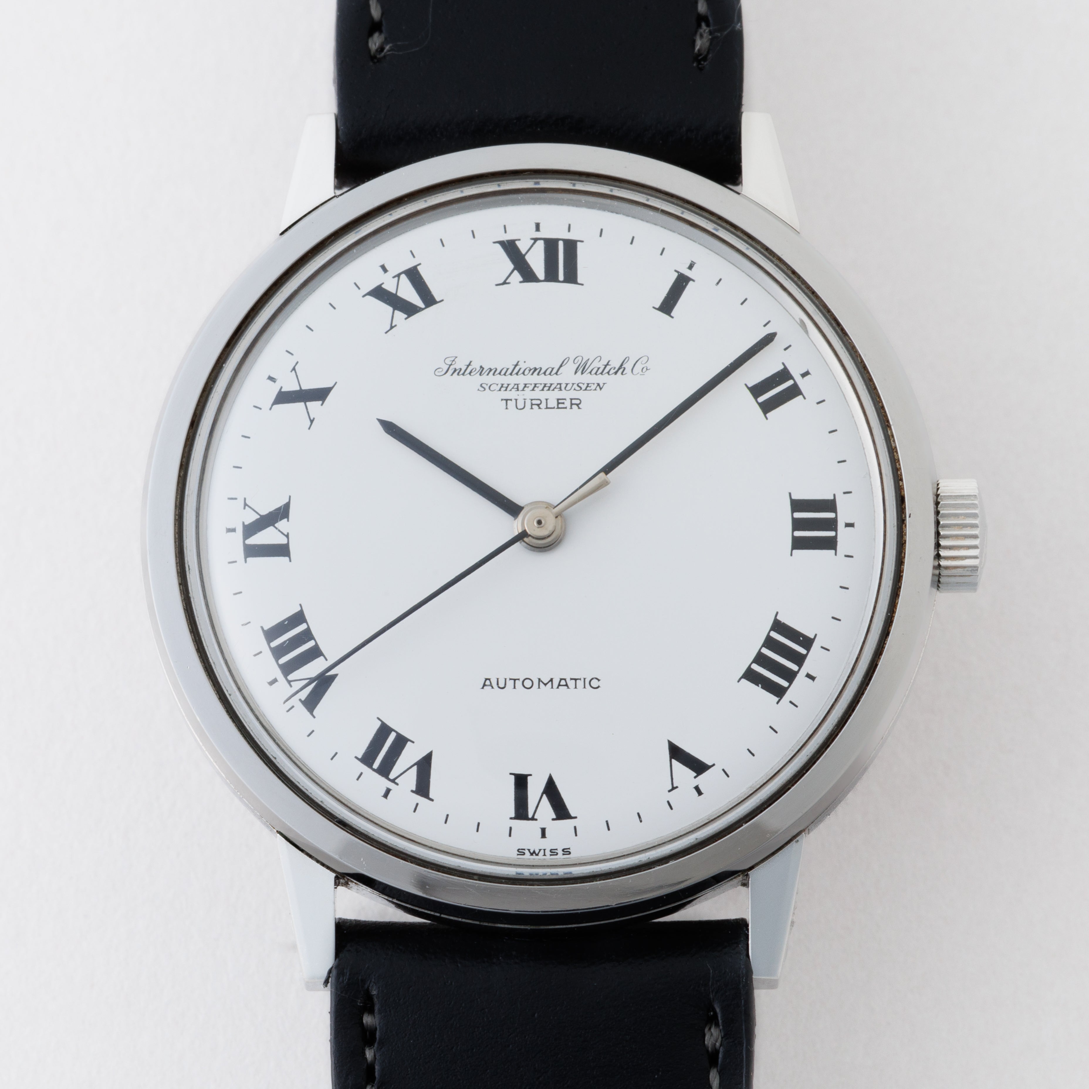 IWC ラウンドモデル オートマチック チューラーダブルネーム ホワイトローマンダイヤル 1969年製 お魚リューズ