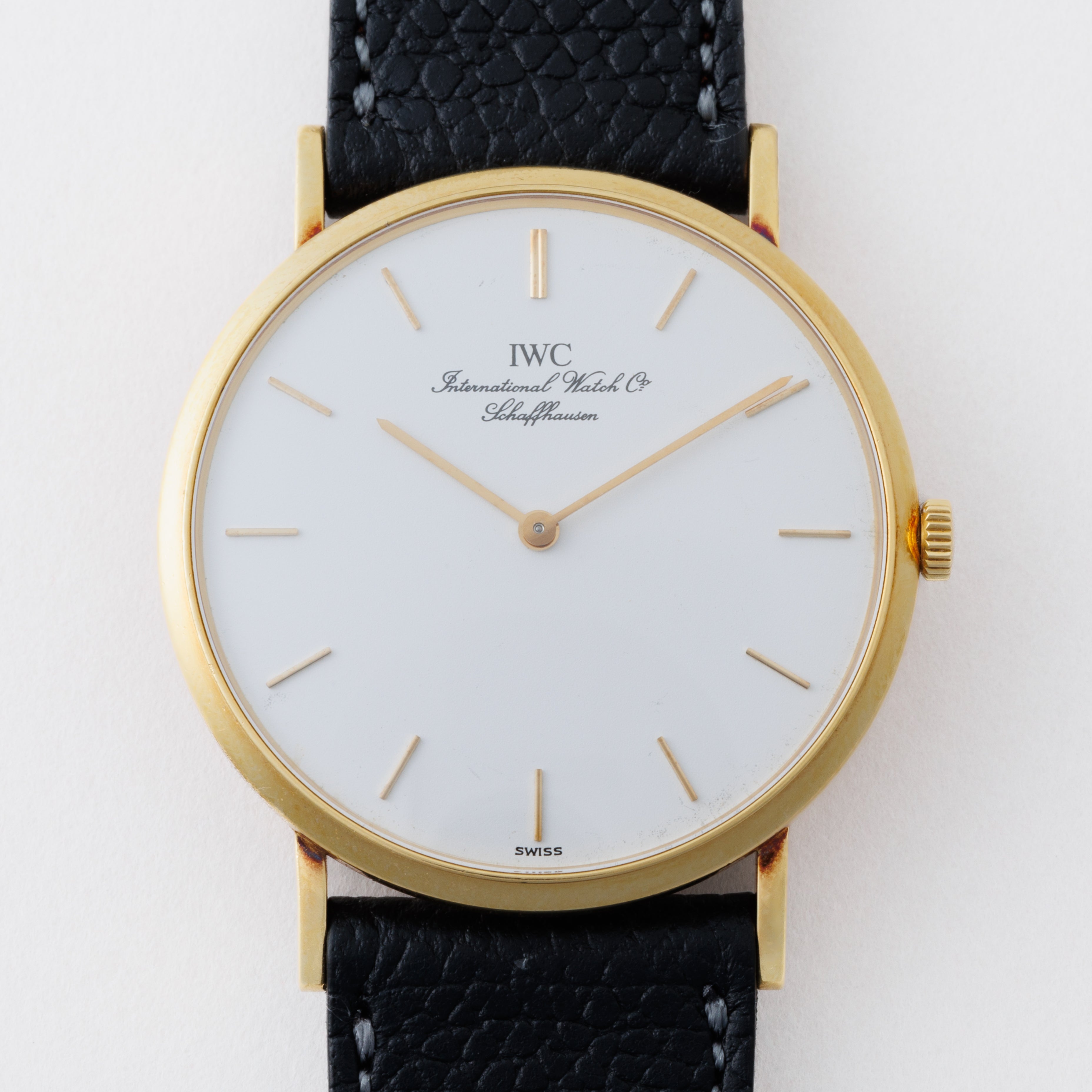 IWC 18金無垢ラウンドケース Ref.2010 1991年製 手巻き Cal.185 ホワイトダイヤル 純正尾錠