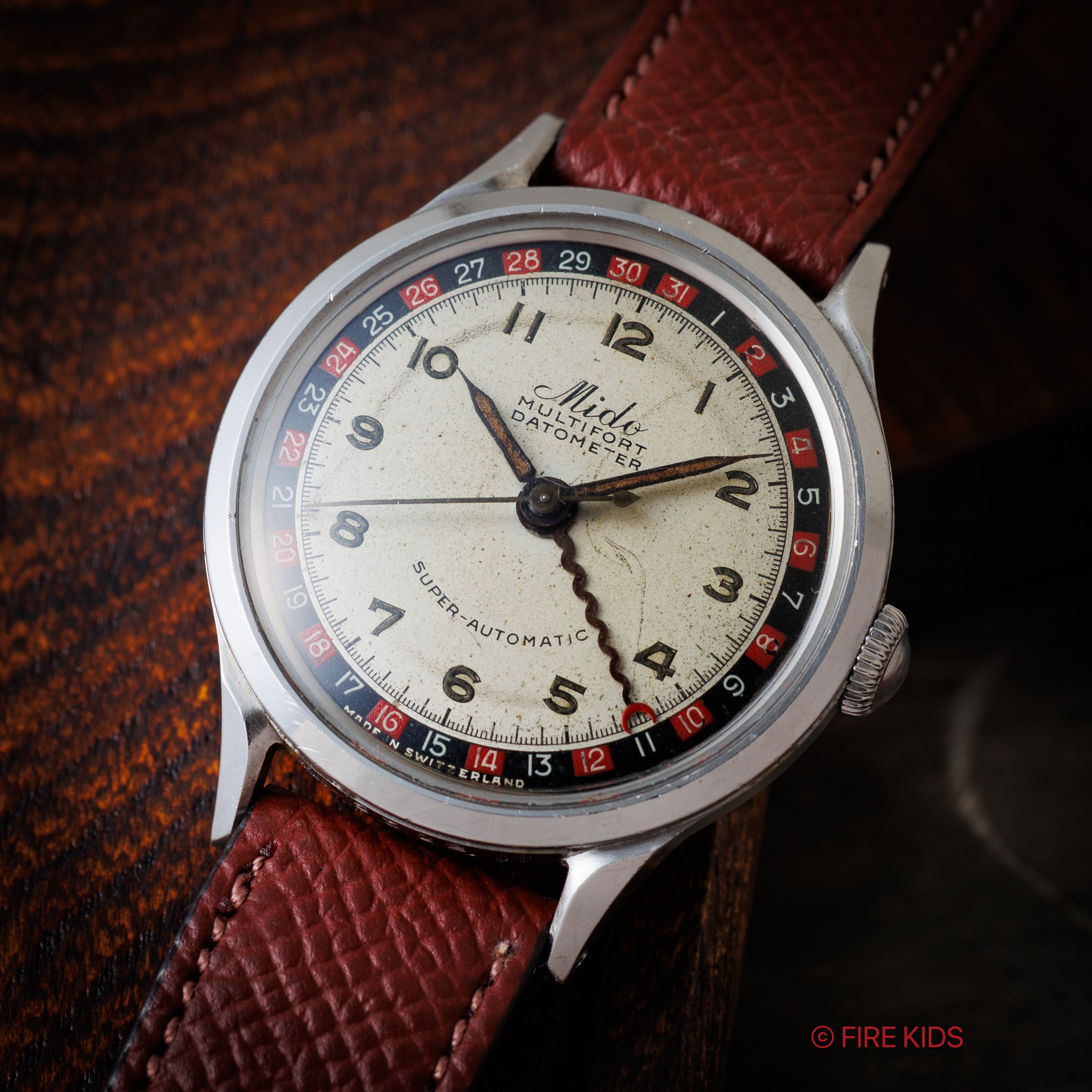 ミドー マルチフォート ダトメーター 1950年代製 バンパー式オートマチック 純正尾錠