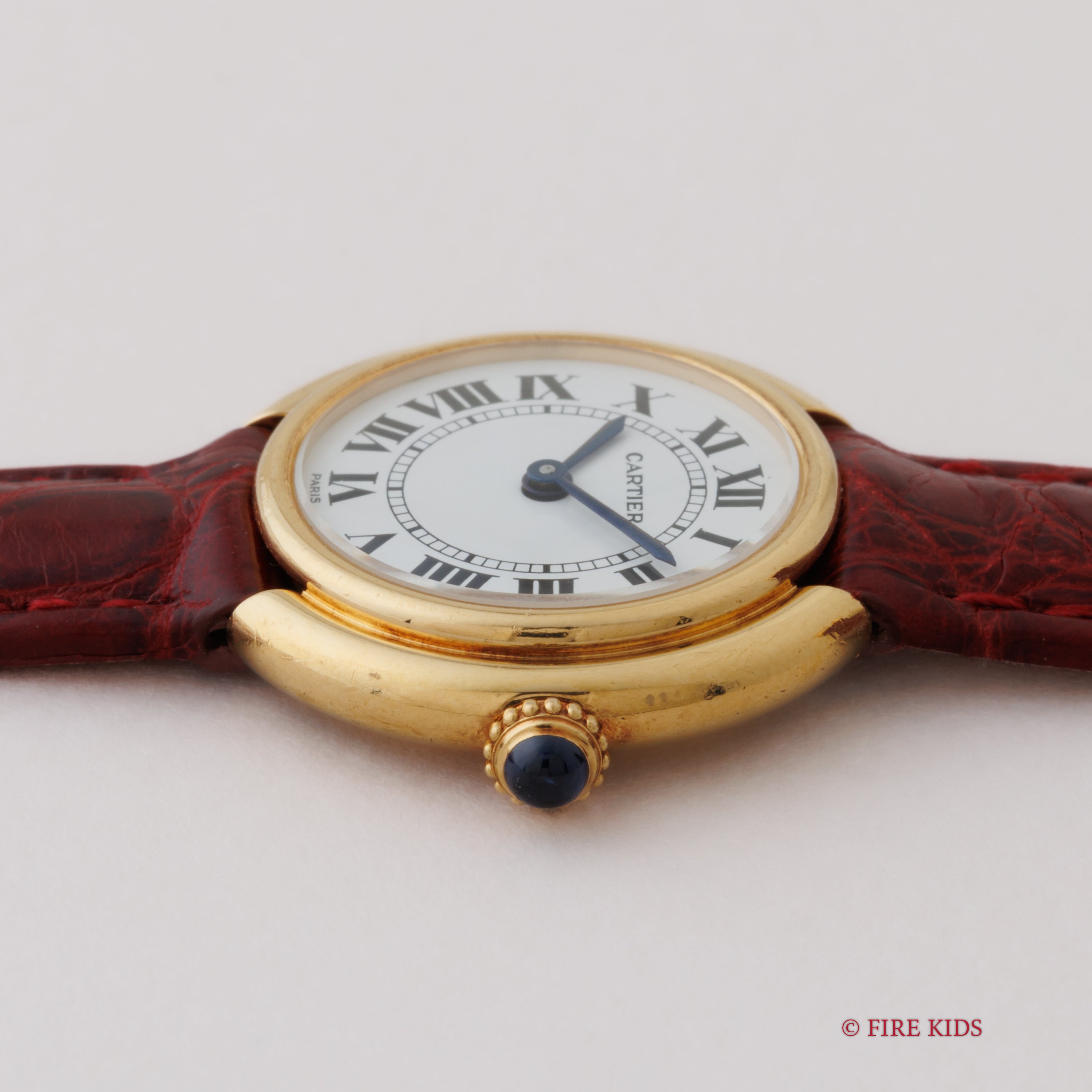 カルティエ 18金無垢 ヴァンドーム エリプス SMサイズ 手巻き PARISダイヤル 1980年代製 純正金無垢Dバックル付き